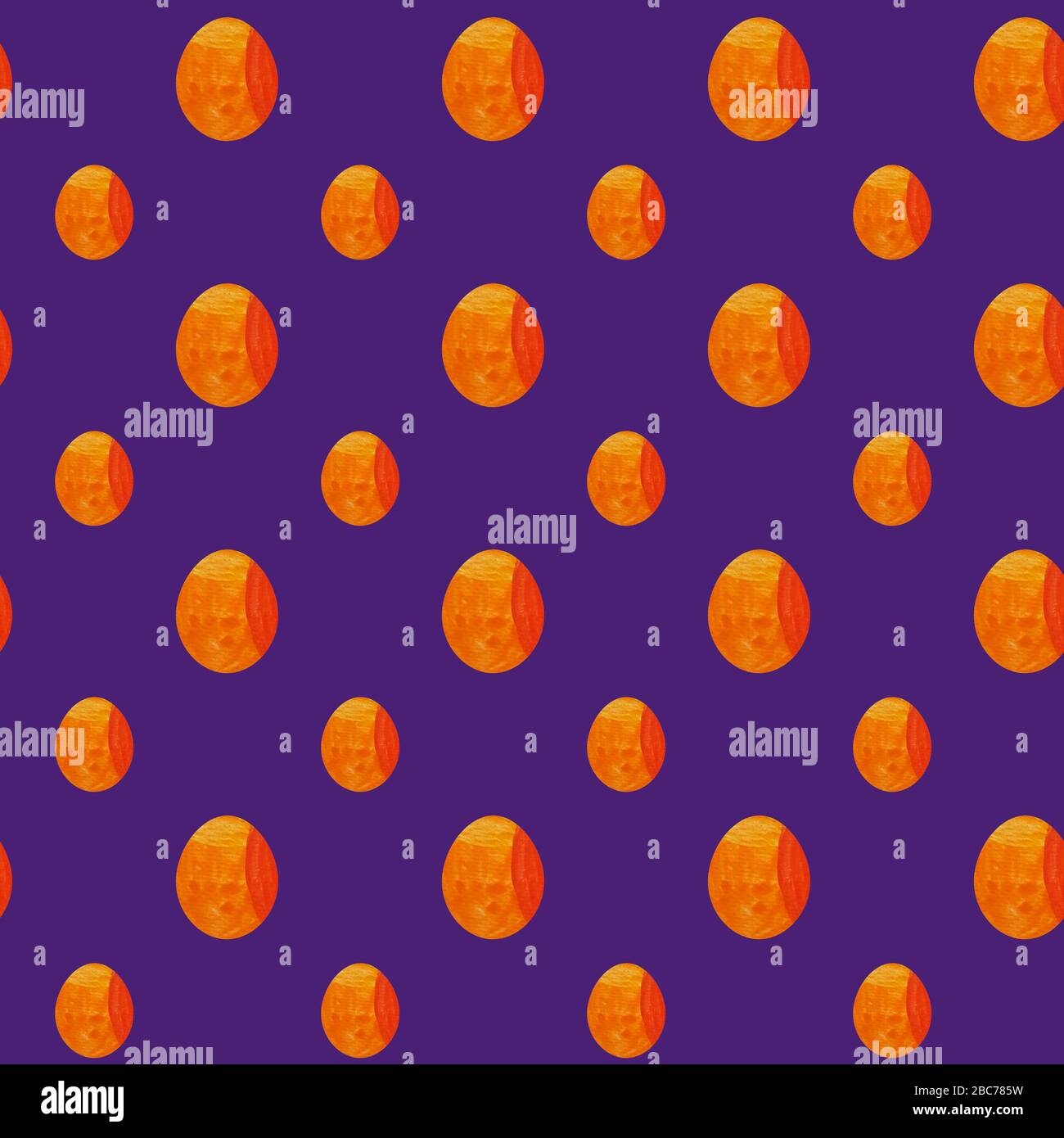 Bunte Osterei nahtlose Muster. Handzeichnung Aquarell Skizze auf lila Hintergrund. Farbenfrohe Illustration. Bild kann in Grußkarten, Plakaten, Flyern, Bannern, Logo, weitere Gestaltung etc. Verwendet werden Stockfoto