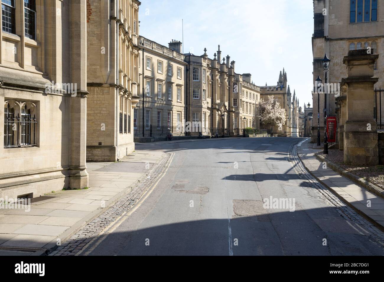 Oxford City Hertford College Catte Street desertiert von allen Touristen während Corona Virus Sperrung Stockfoto