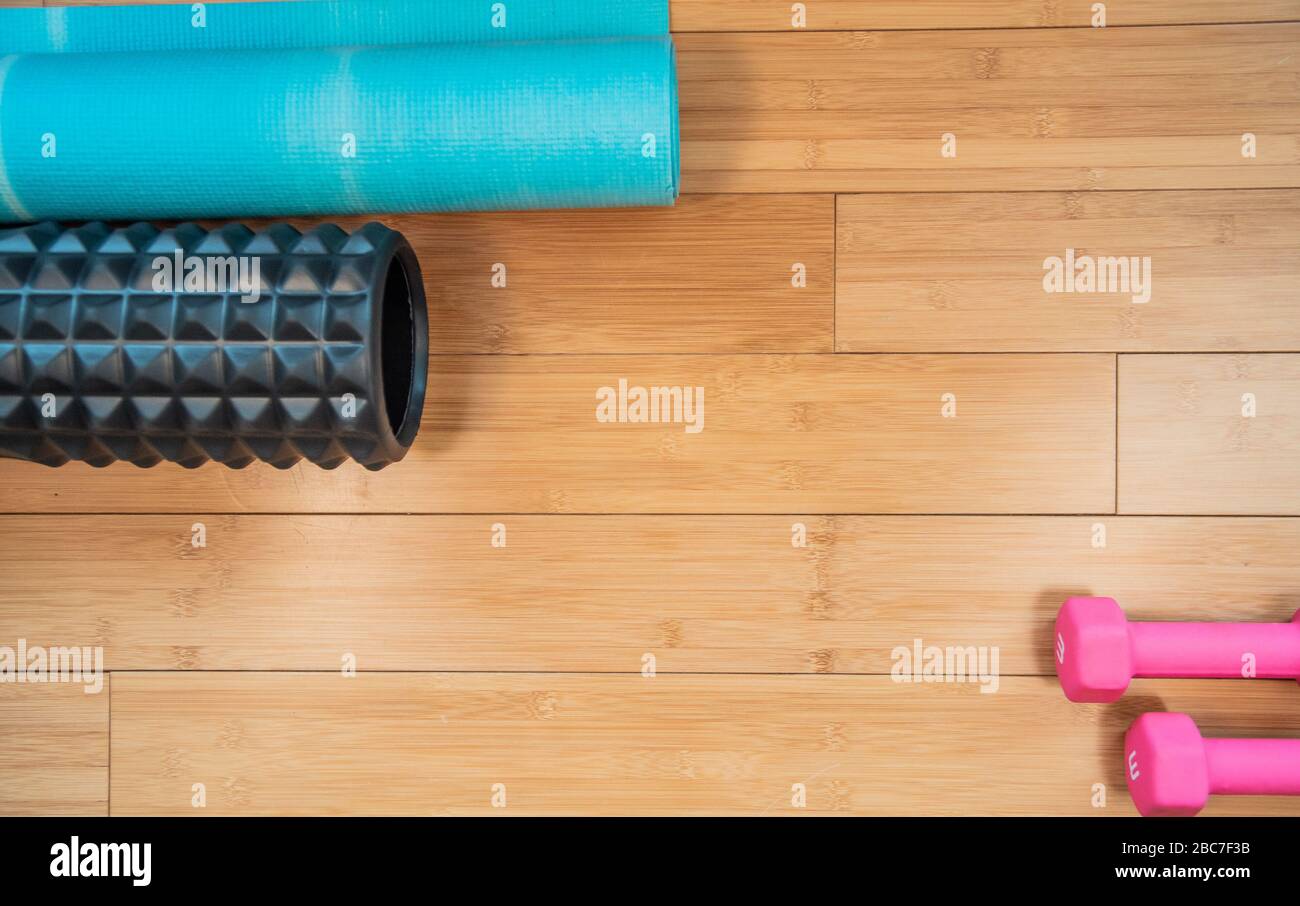 Yoga-Matte für Heimtraining Stockfoto