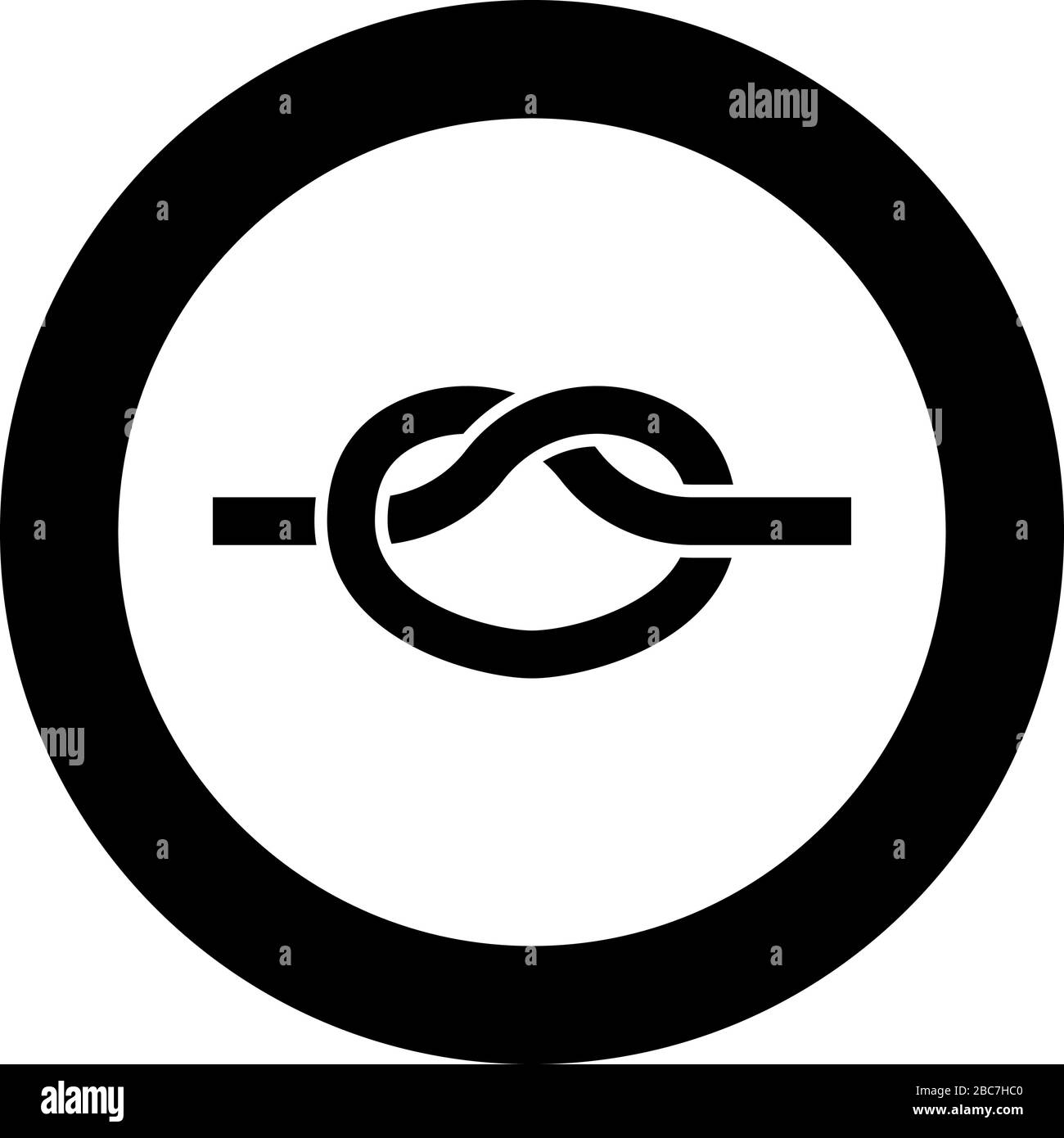 Knotenpunktseil geknüpfte Knotenpunkte Konzept Elose-Symbol im Kreis rund schwarz Farbe Vektor Illustration flaches Design einfaches Bild Stock Vektor