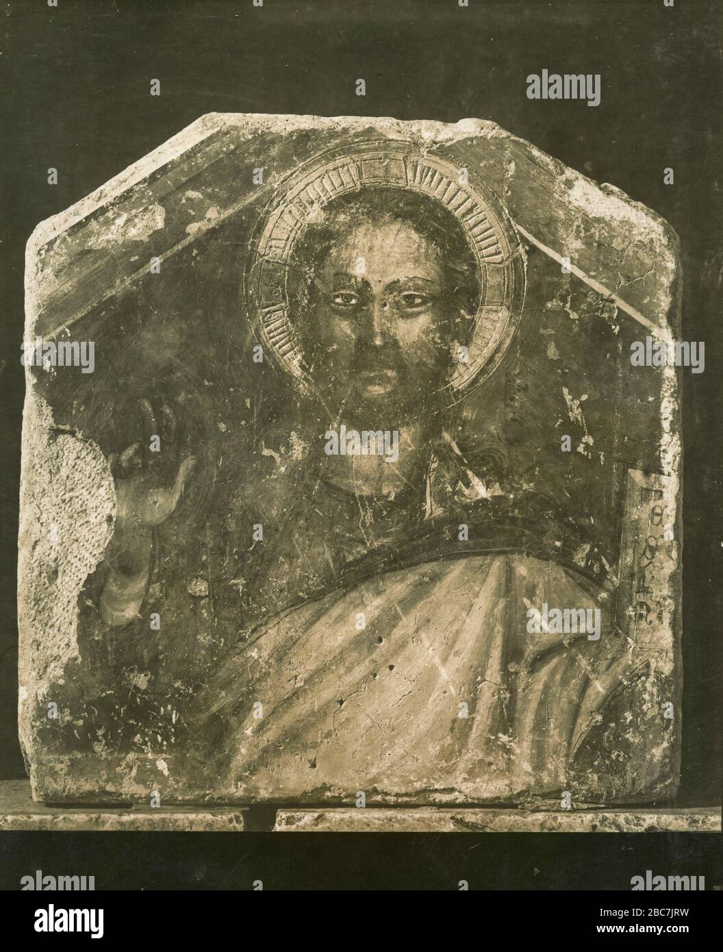 St. Alexander, Freskenfragment in der Kirche von Pentima Corfinio, Italien 1910er Jahre Stockfoto