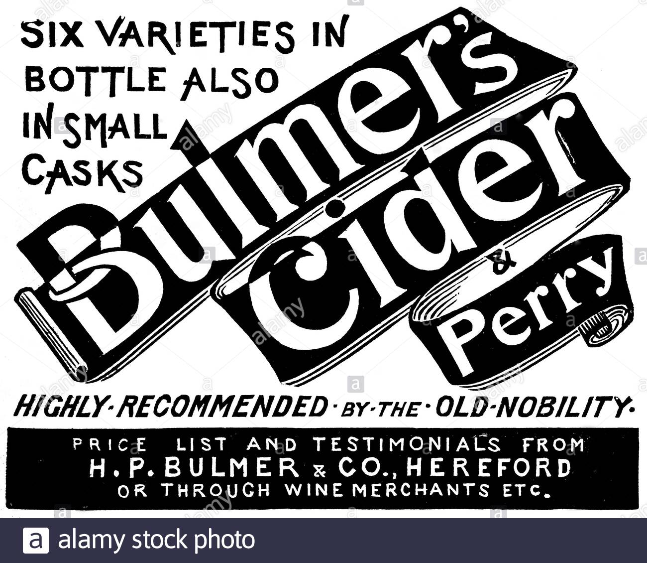 Viktorianisches Zeitalter, Bulmer's Cider und Perry, Reklame aus dem Jahr 1896 Stockfoto Viktorianisches Zeitalter, Bulmer's Cider und Perry, Reklame aus dem Jahr 1896 Stockfoto