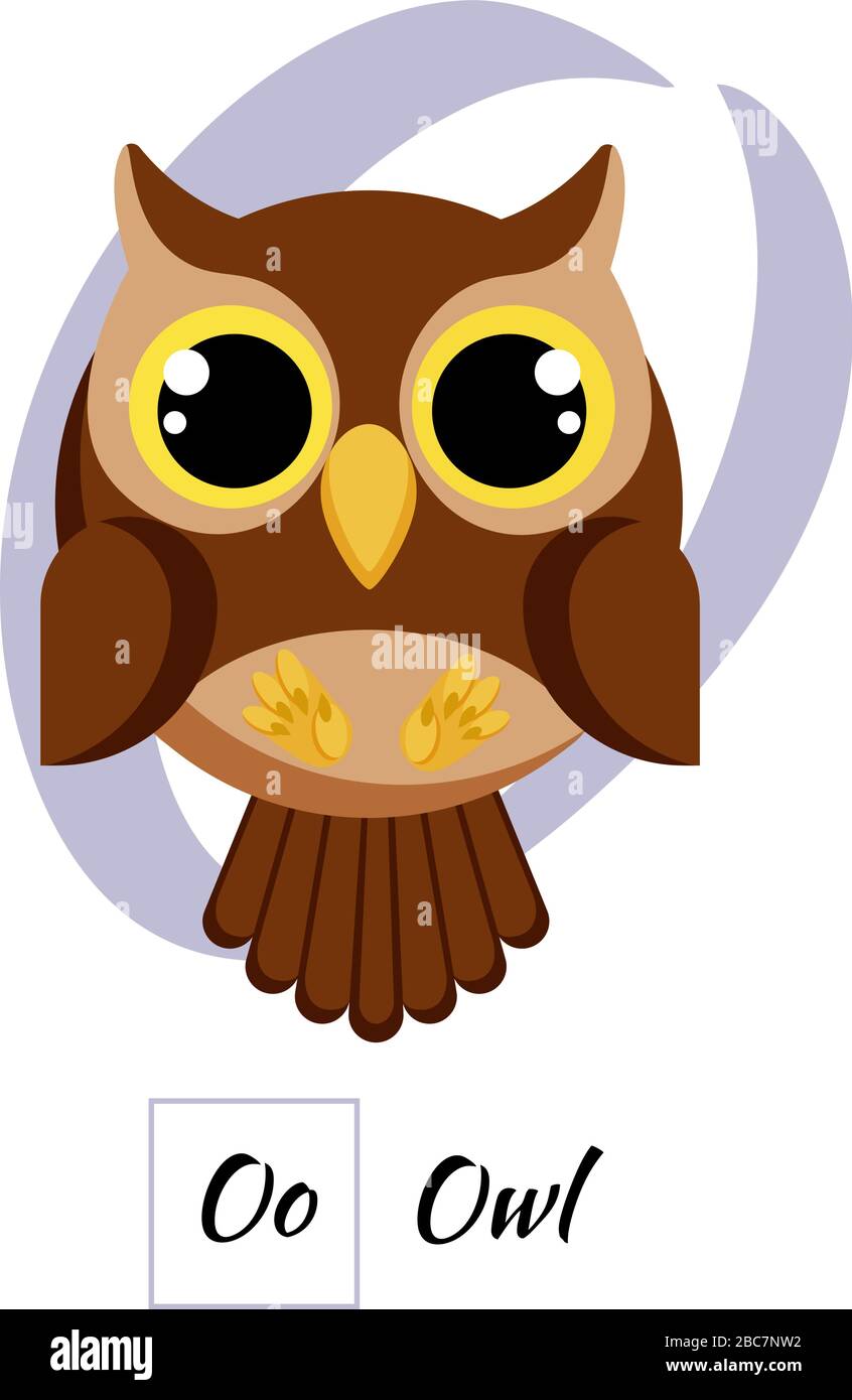 Süßes englisches Tieralphabet Buchstabe O Vektorbild Stock Vektor