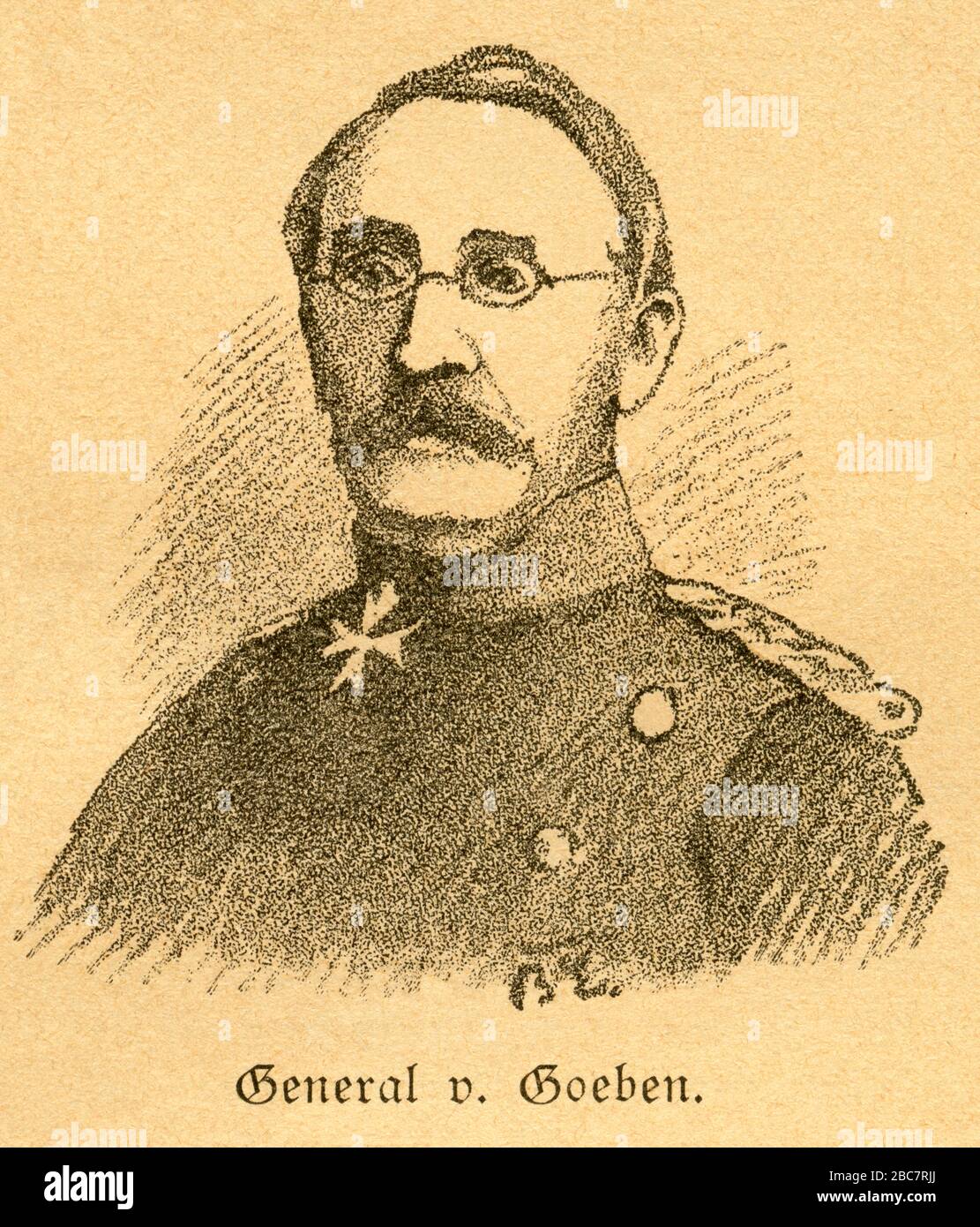 Europa, Deutschland, Niedersachsen, Stade, August Karl von Goeben, preißischer General der Infanterie, Porträt, aktiv aus: ' der Krieg zwischen Frankreich und Deutschland in den Jahren 1870-1871 ', von J. Scheibert, Verlag von W. Pauli-Nachrücker ( H. Jerosch ), Berlin, im Jahre 1895 . / Europa, Deutschland, Niedersachsen, Stade, August Karl von Goeben, preussischer General der Infanterie, Porträt, Bild von: "Der Krieg zwischen Frankreich und Deutschland in den Jahren 1870-1871" ( Krieg zwischen Frankreich und Deutschland 1870-1871 ), von J. Scheibert, Verlag W. Pauli-Nachfolger ( H. Jeros Stockfoto