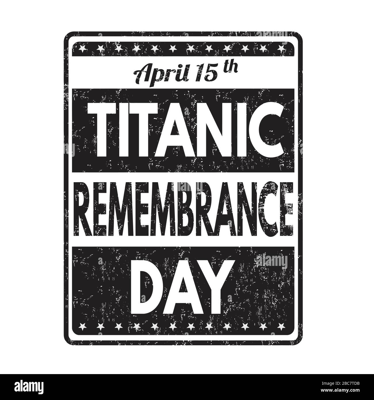 Titanic Erinnerungsfeiertag grunge Gummistempel auf weißem Hintergrund, Vektordarstellung Stock Vektor