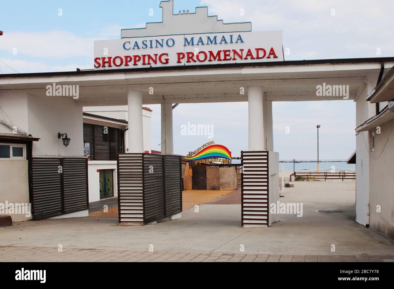 Strand von Mamaia an der Küste des Schwarzen Meeres vor der Saison, Rumänien Stockfoto
