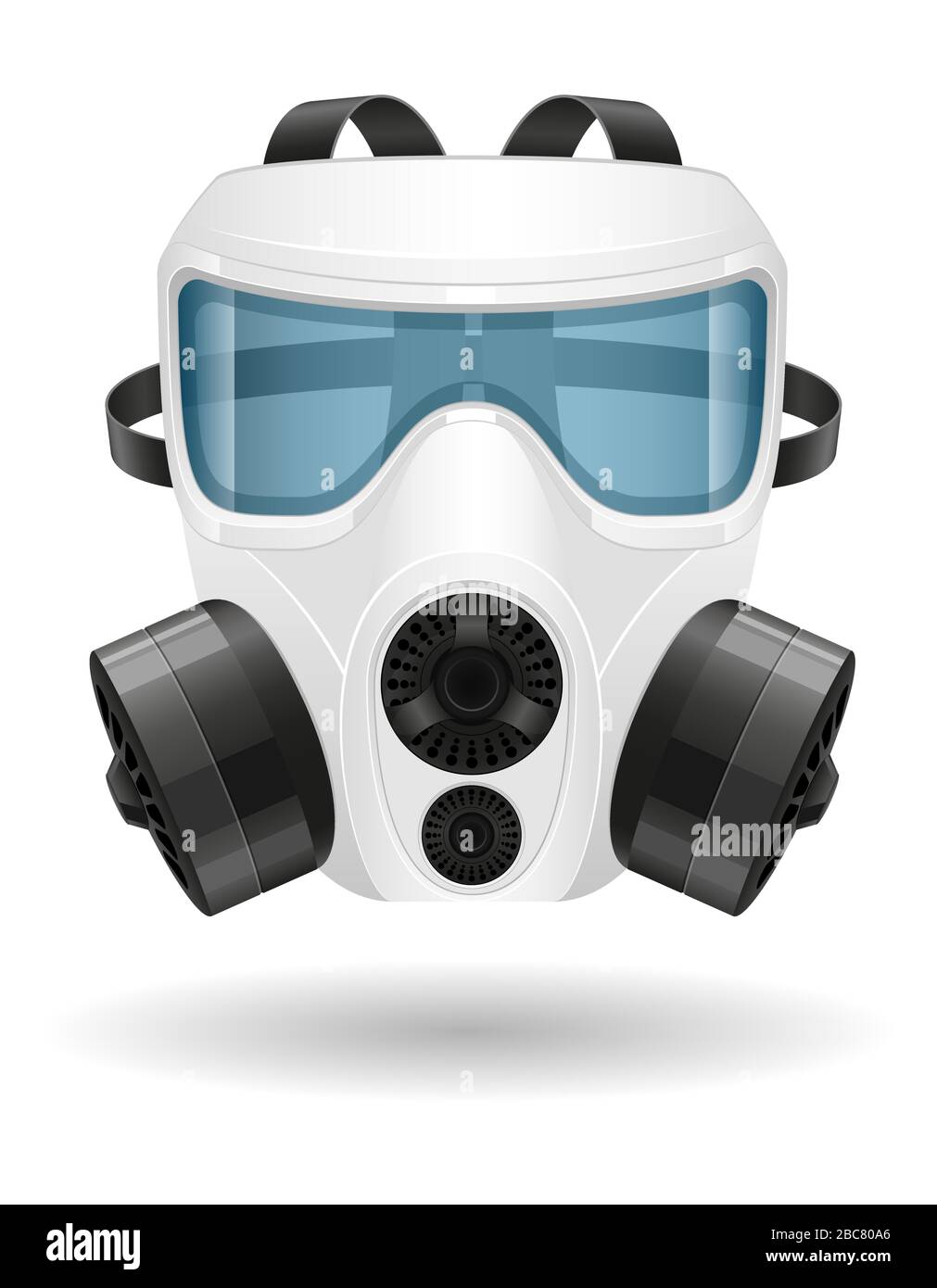 Atemschutzmaske zum Schutz vor Krankheiten und Infektionen, die durch luftgetragene Tröpfchen übertragen werden, stoppen Virus-Vektor-Abbildung isoliert auf w Stock Vektor
