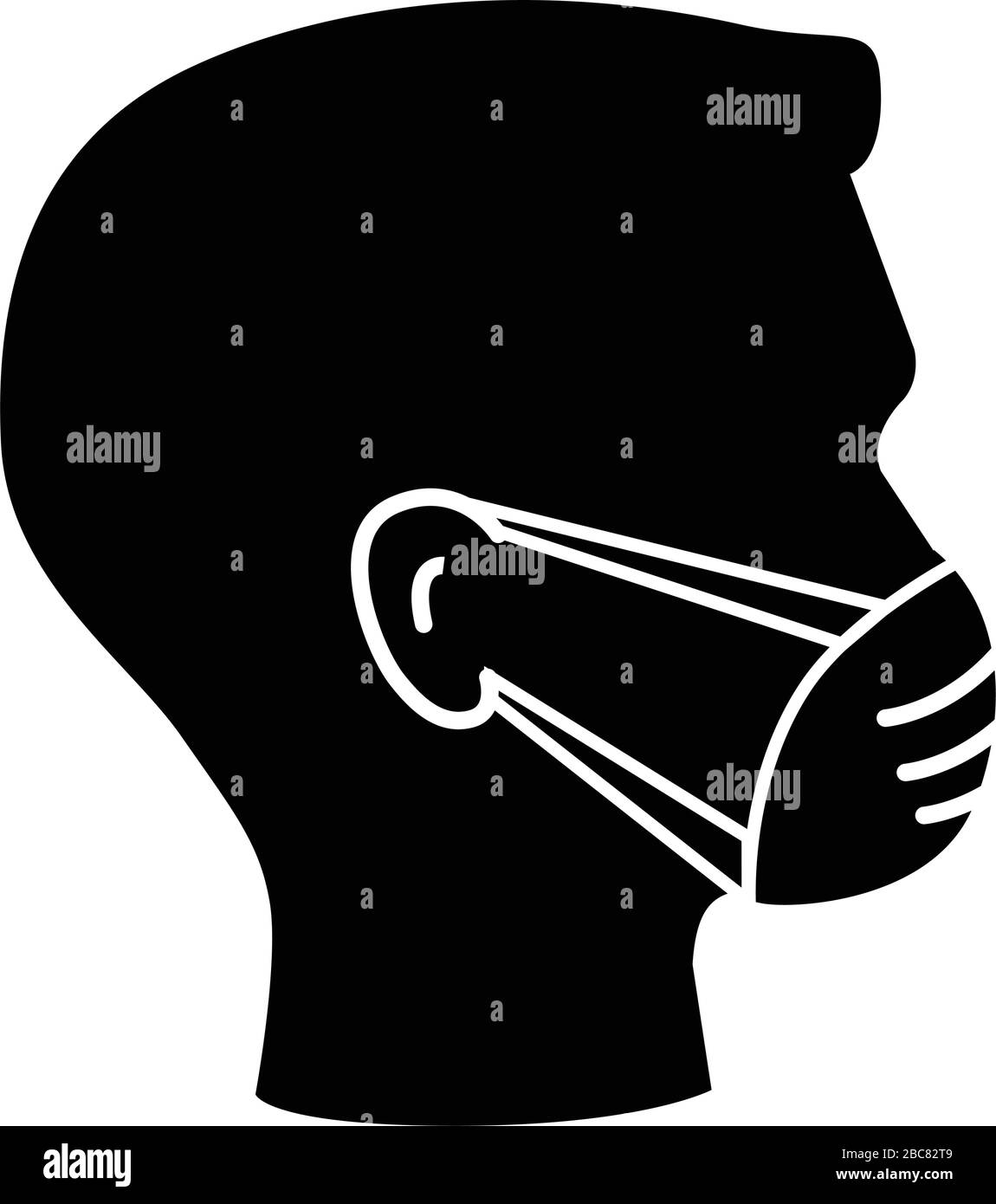 Atemmaske oder medizinische Maske auf Gesicht flache Vektor-Symbol für Apps und Websites Hygiene-Symbole Stock Vektor