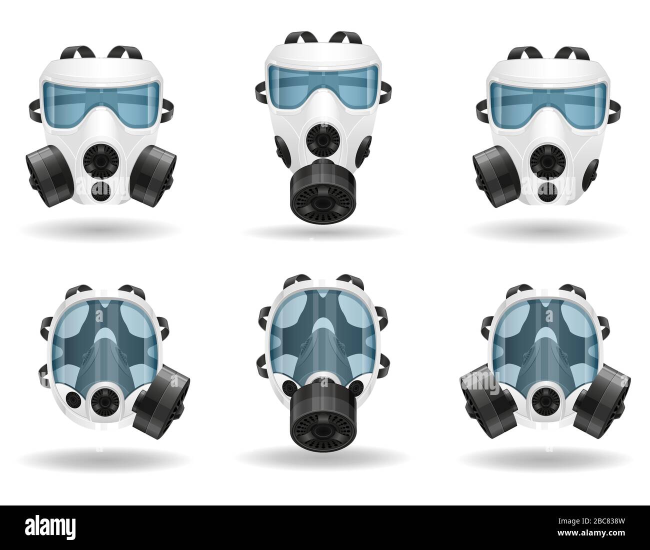 Atemschutzmaske zum Schutz vor Krankheiten und Infektionen, die durch luftgetragene Tröpfchen übertragen werden, stoppen Virus-Vektor-Abbildung isoliert auf w Stock Vektor