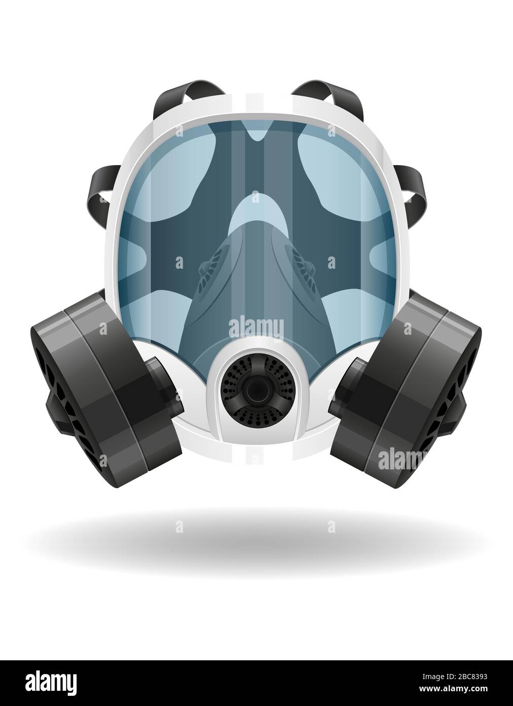 Atemschutzmaske zum Schutz vor Krankheiten und Infektionen, die durch luftgetragene Tröpfchen übertragen werden, stoppen Virus-Vektor-Abbildung isoliert auf w Stock Vektor