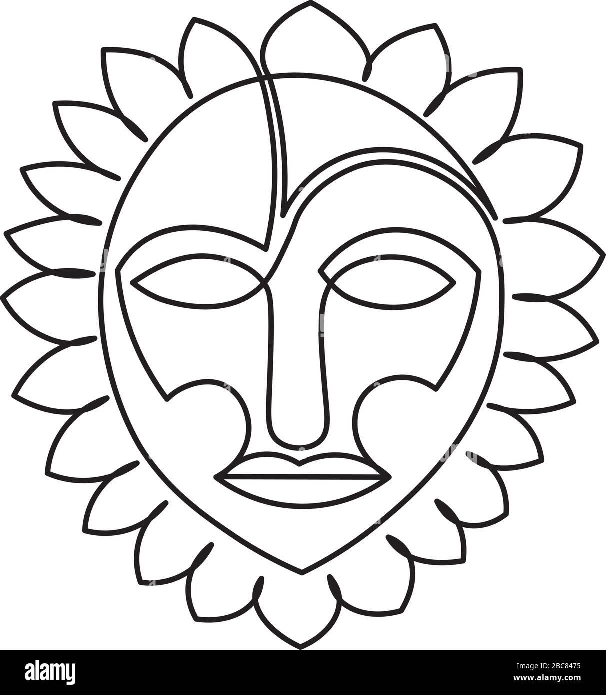 Sonnenmaske mit durchgehendem, einzeiligen Design Stock Vektor