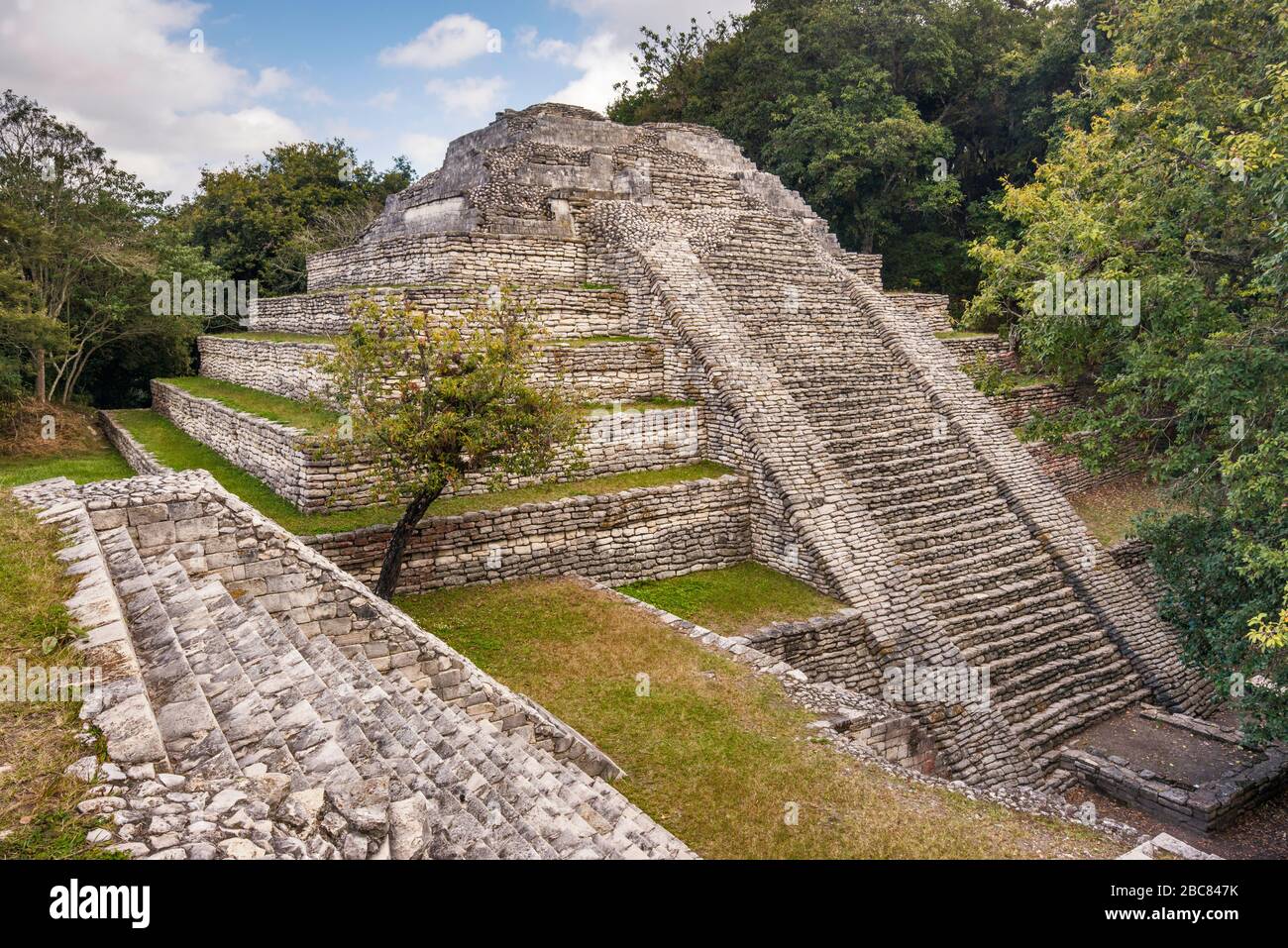 Estructura 7, Pyramide, Maya-Ruinen in Tenam Puente archäologischen Stätte, in der Nähe von Comitán de Domínguez, Chiapas, Mexiko Stockfoto