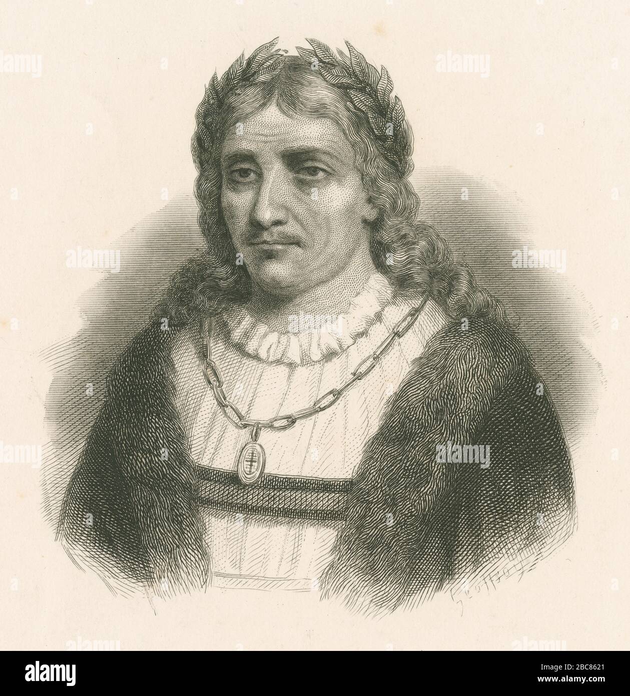 Antike Gravur, Andrea Mantegna. Andrea Mantegna (c1431-1506) war ein italienischer Maler, Student der römischen Archäologie. QUELLE: ORIGINALGRAVUR Stockfoto