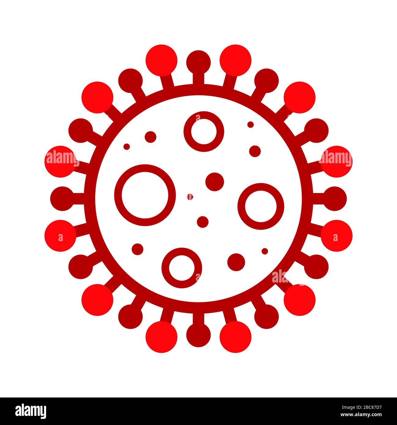 Wuhan Corona Virus, Covid-19, nCOV, MERS-COV Roman Coronavirus Zellstempel. Covid 19, Roter Vektor. Warnsymbol oder -Schild für Epidemie, Aufkleber für Risikobereich. Stock Vektor