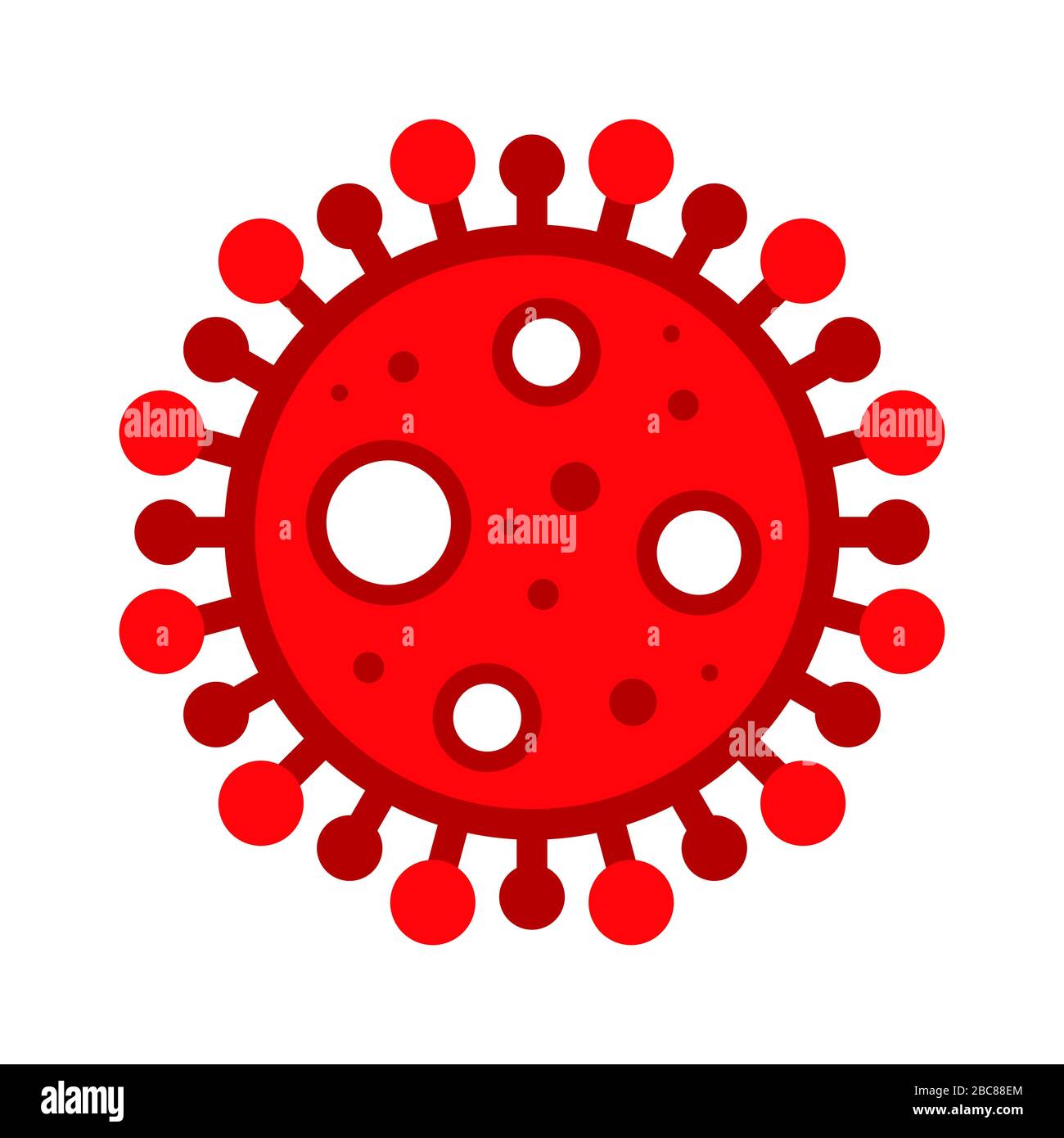 Wuhan Corona Virus, Covid-19, nCOV, MERS-COV Roman Coronavirus Zellstempel. Covid 19, Roter Vektor. Warnsymbol oder -Schild für Epidemie, Aufkleber für Risikobereich. Stock Vektor