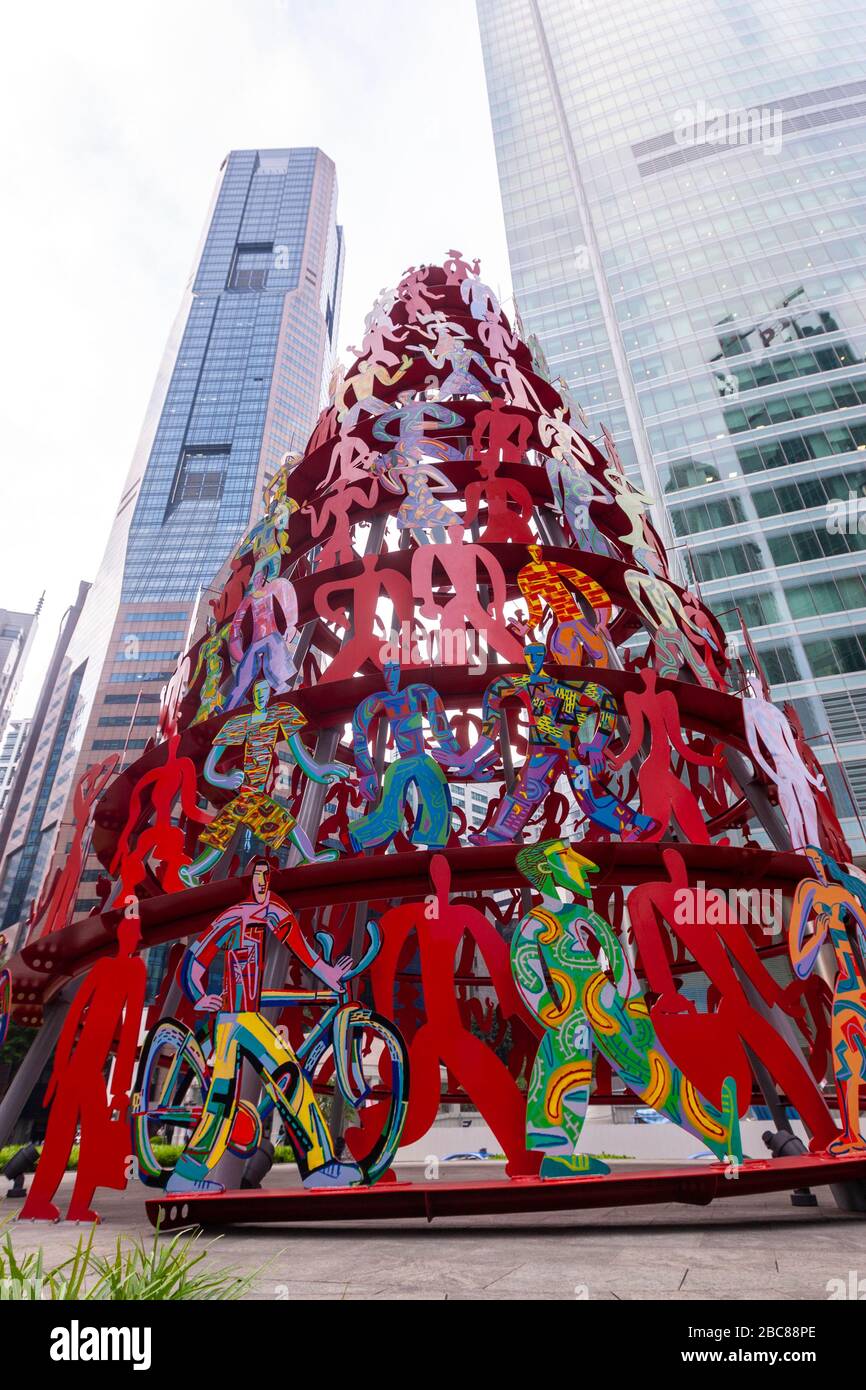 Momentum, von Künstler David Gerstein, bemalter Stahl, in Raffles Quay, Singapur Stockfoto