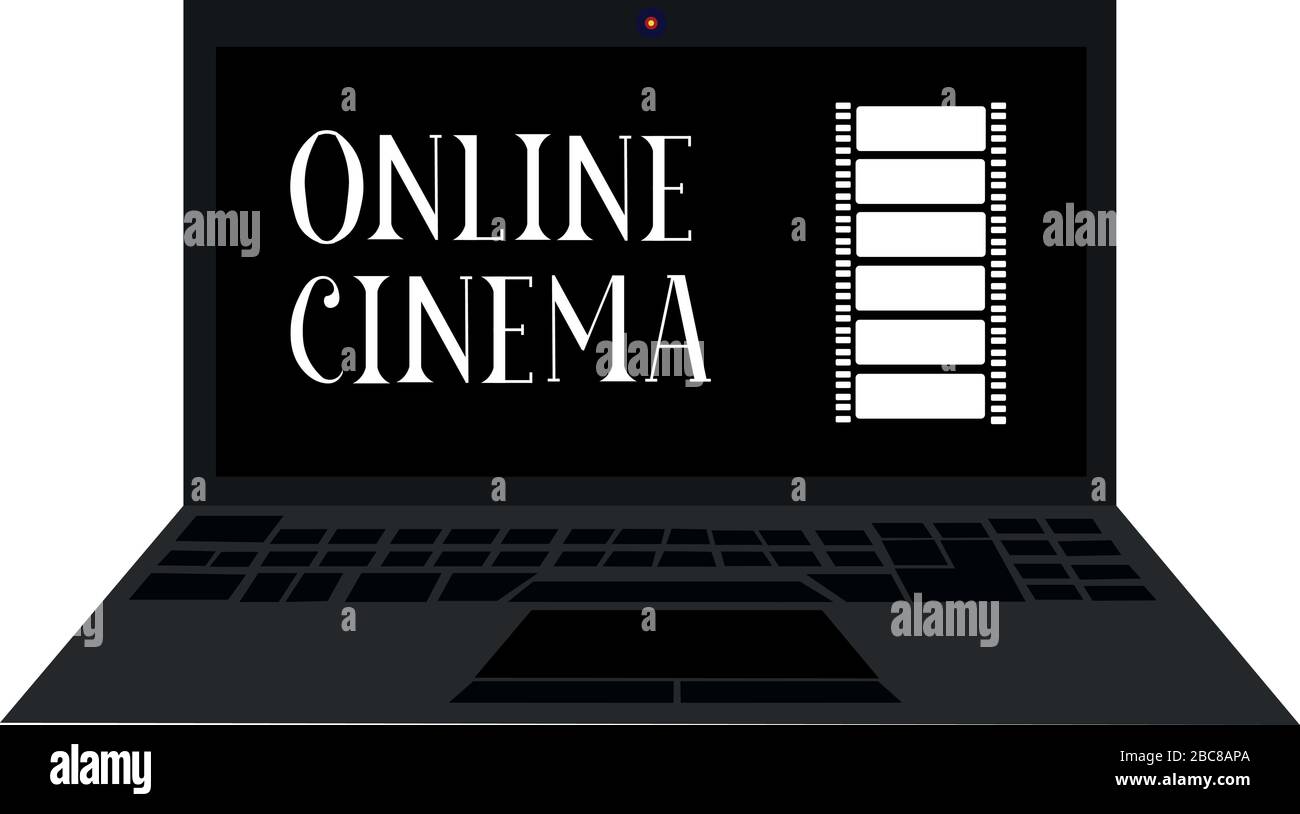 Online-Kino. Freizeit und Bildung. Unterhaltung und Entspannung. Online-Schulung. Bleiben Sie zu Hause. Quarantäne. Stock Vektor