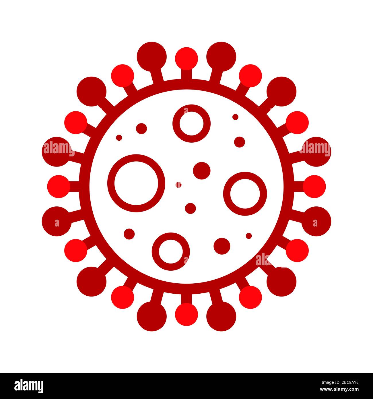 Wuhan Corona Virus, Covid-19, nCOV, MERS-COV Roman Coronavirus Zellstempel. Covid 19, Roter Vektor. Warnsymbol oder -Schild für Epidemie, Aufkleber für Risikobereich. Stock Vektor