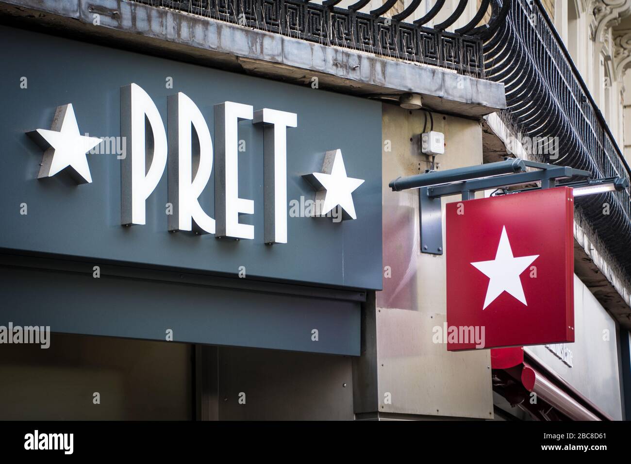 Pret A Manger Store, Brtish Chain of Café / Food Take Away Stores - Exterieur Logo / Signage - London Stockfoto