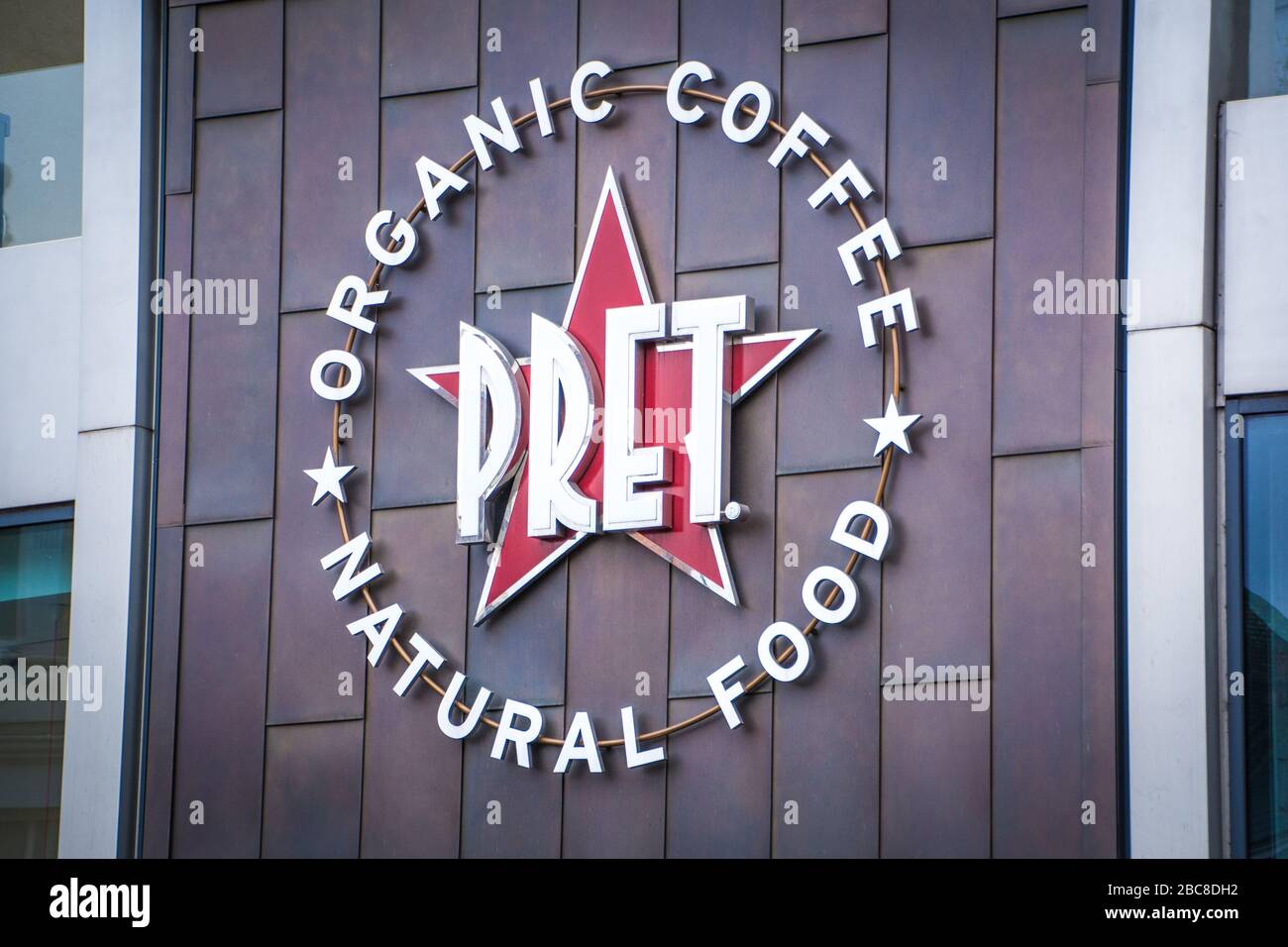 Pret A Manger Store, Brtish Chain of Café / Food Take Away Stores - Exterieur Logo / Signage - London Stockfoto