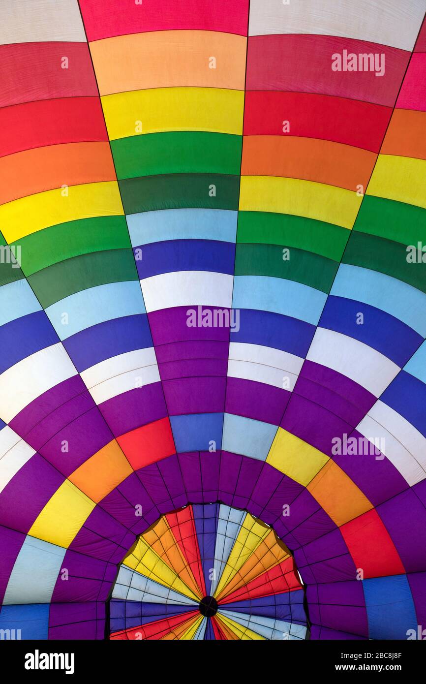 Farbmuster der Heißluftballon-Stoffe Stockfoto