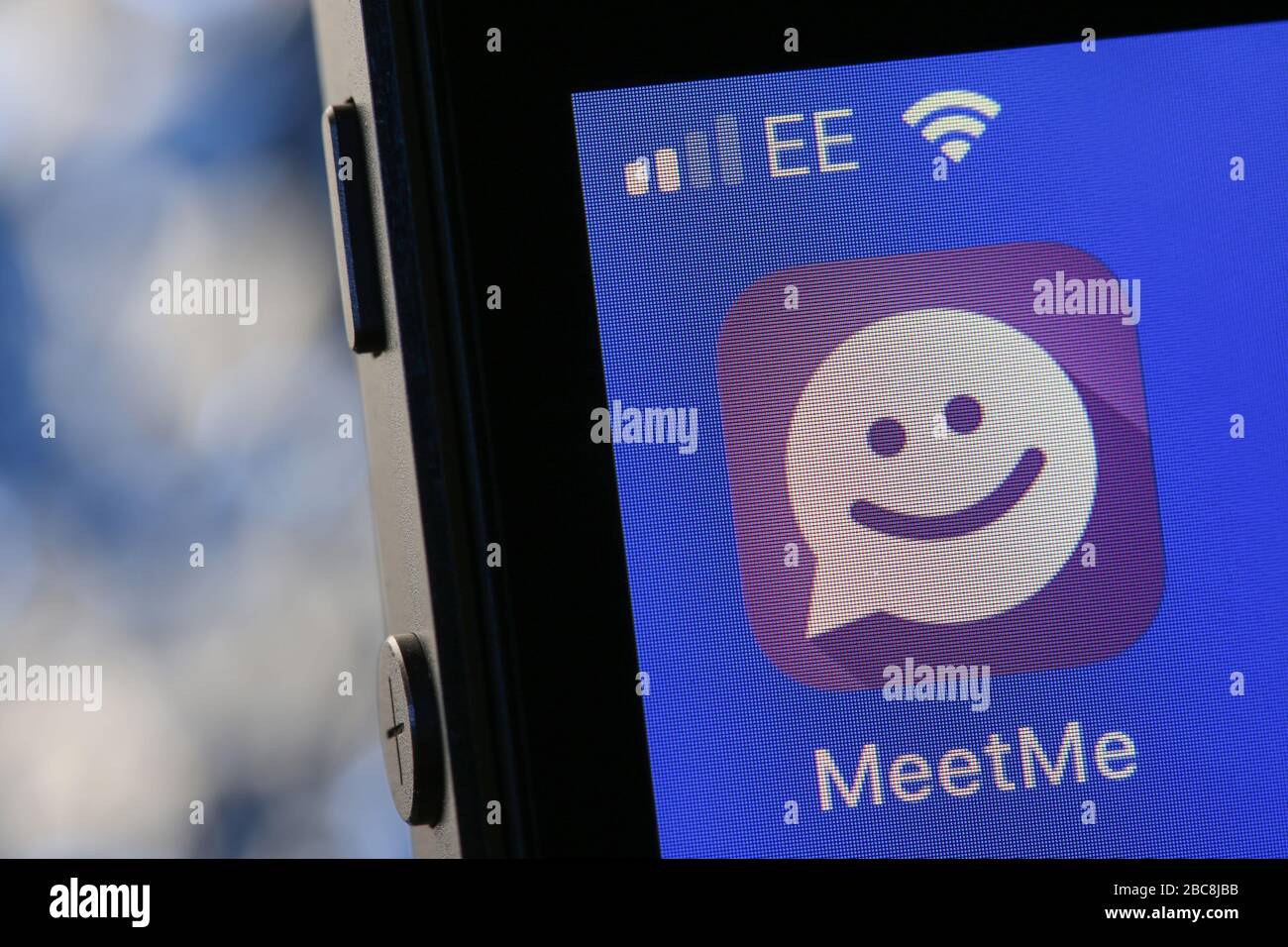 MeetMe-App auf einem iPhone. Stockfoto