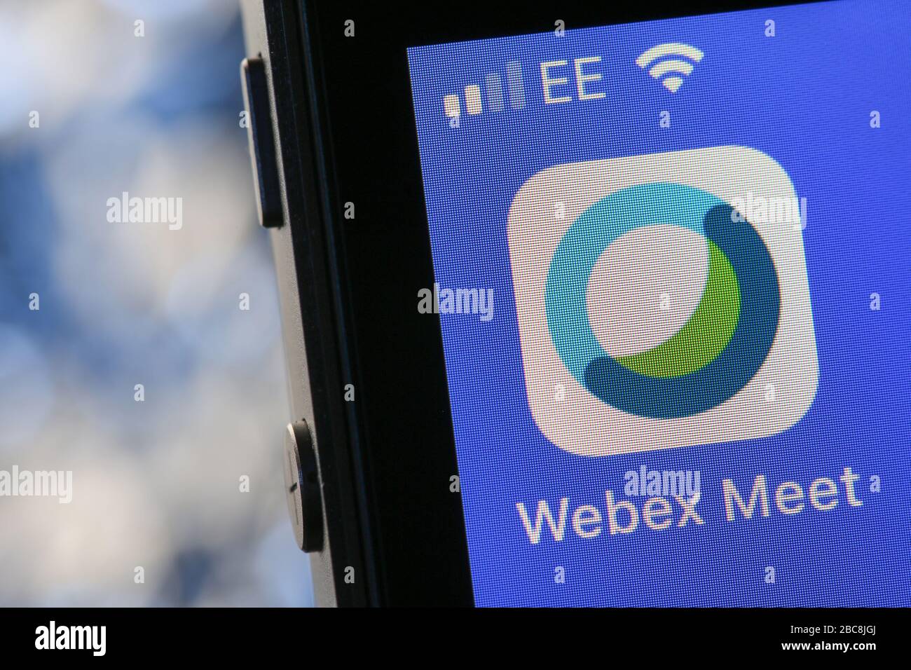 Cisco WebEx Meeting-App auf einem iPhone. Stockfoto
