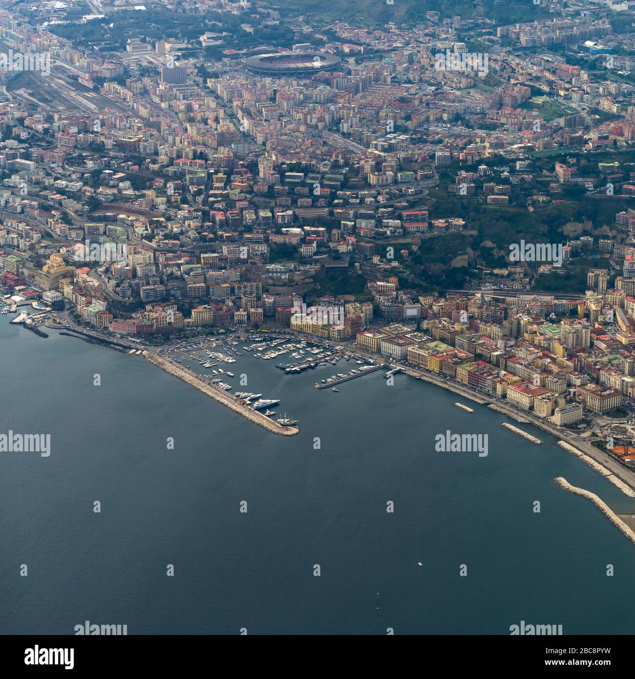 Luftaufnahme des Jachthafens von Neapel Stockfoto