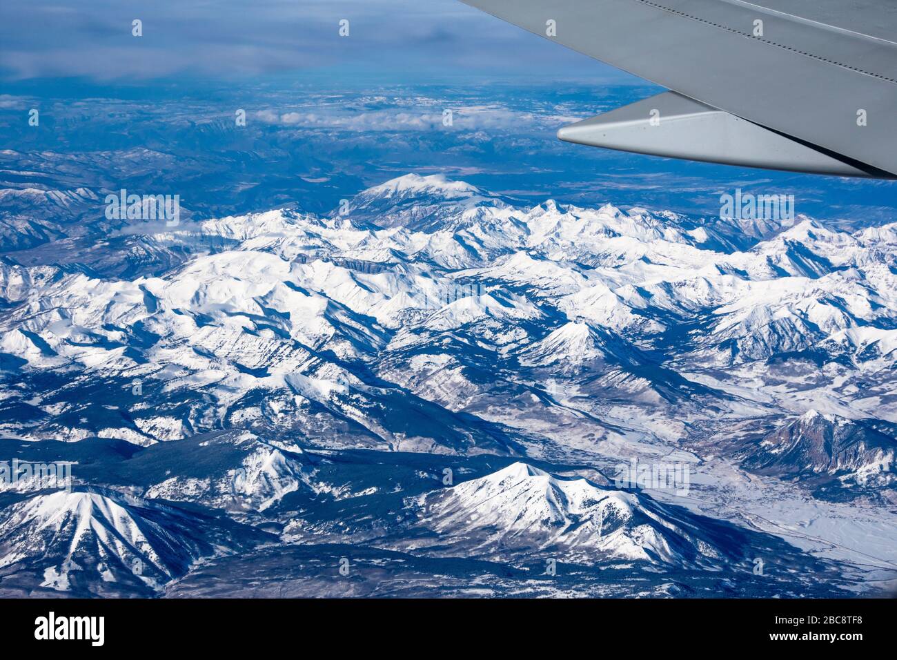 Flug über die Rocky Mountains, Colorado, USA Stockfoto