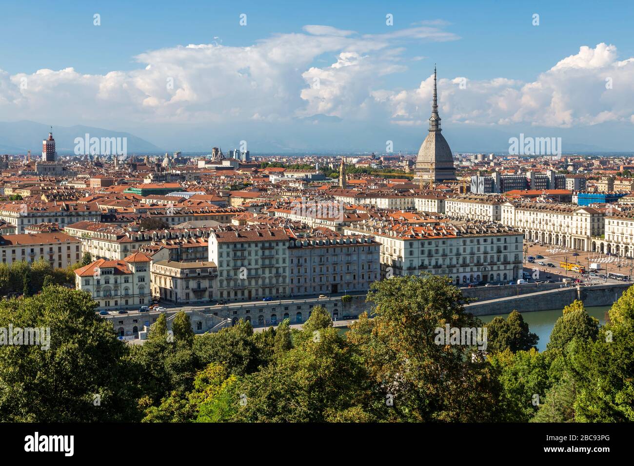 Anzeigen von Turin aus der Nähe von Santa Maria del Monte dei Cappuccini, Turin, Piemont, Italien, Europa Stockfoto
