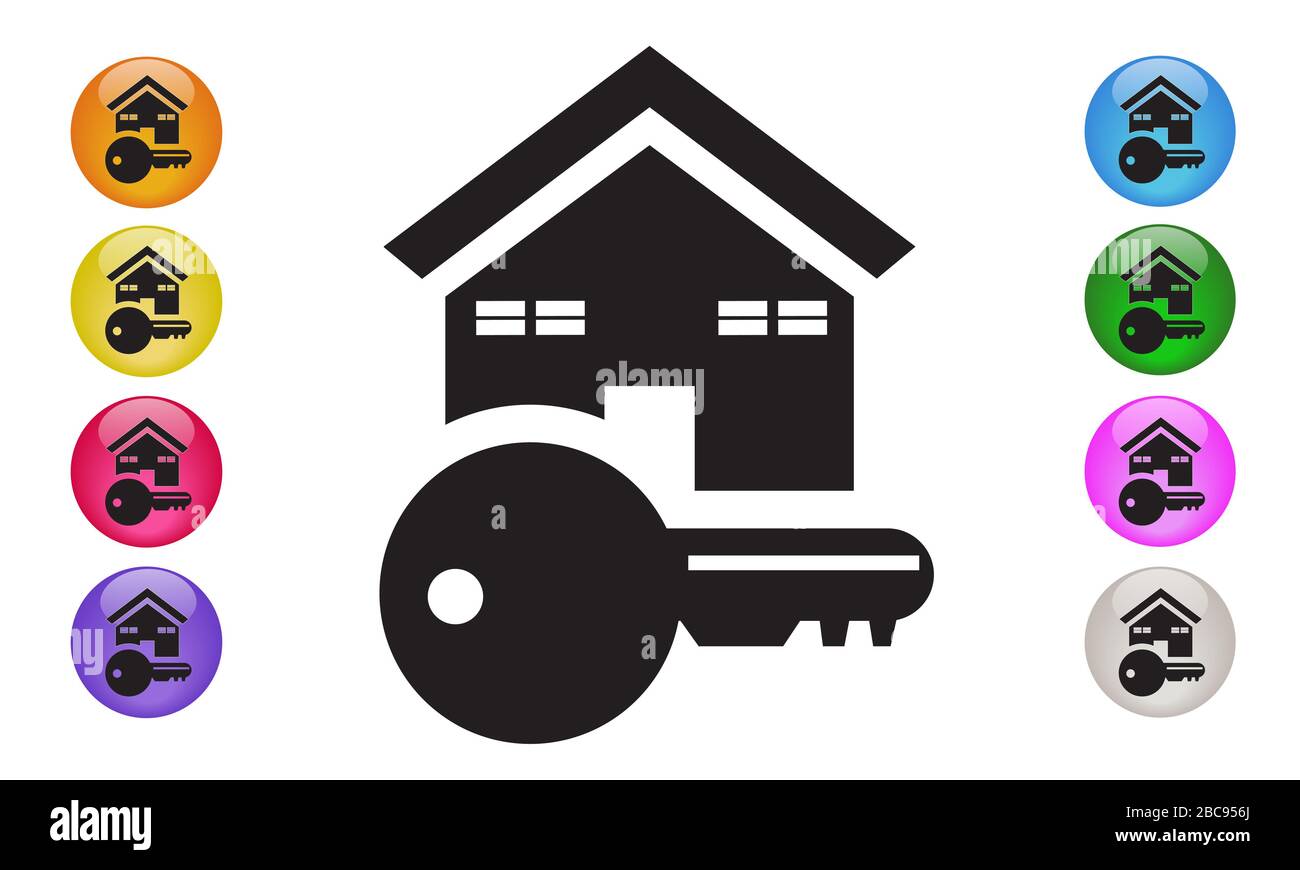 Immobiliensymbol. Haus mit Schlüssel. Vektordarstellung EPS 10. Stockfoto