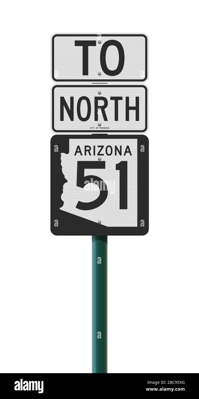 Vektordarstellung des Straßenschildes Arizona State Highway auf einem metallisch grünen Pfosten Stock Vektor