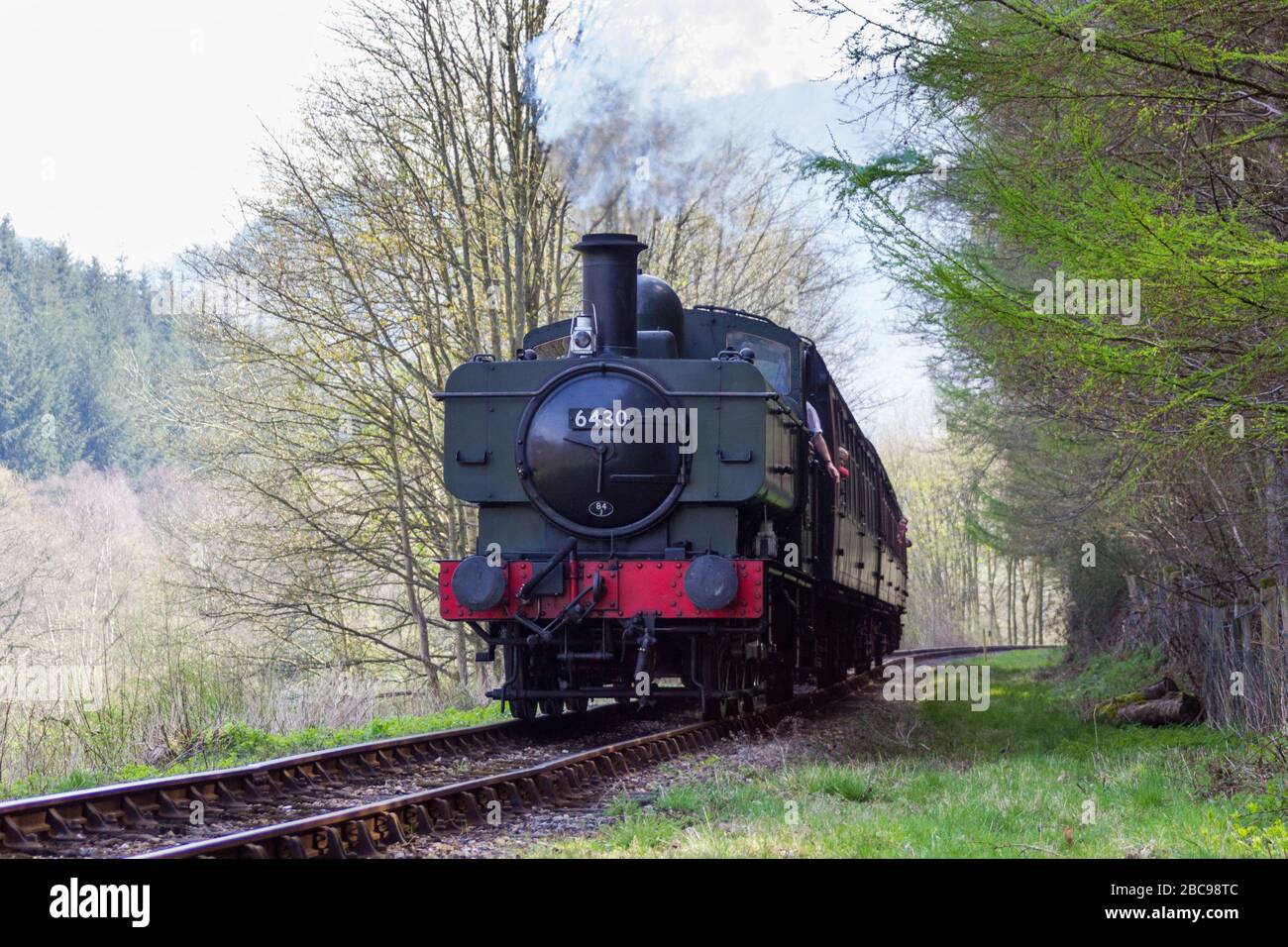 Eine Dampfeisenbahn auf der Llangollen-Bahn Stockfoto