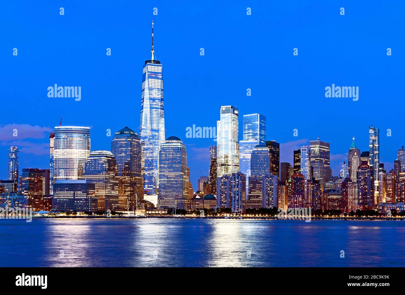 New York Skyline Freedom Tower One World Trade Center Downtown Manhattan New York City Financial District Stockfoto