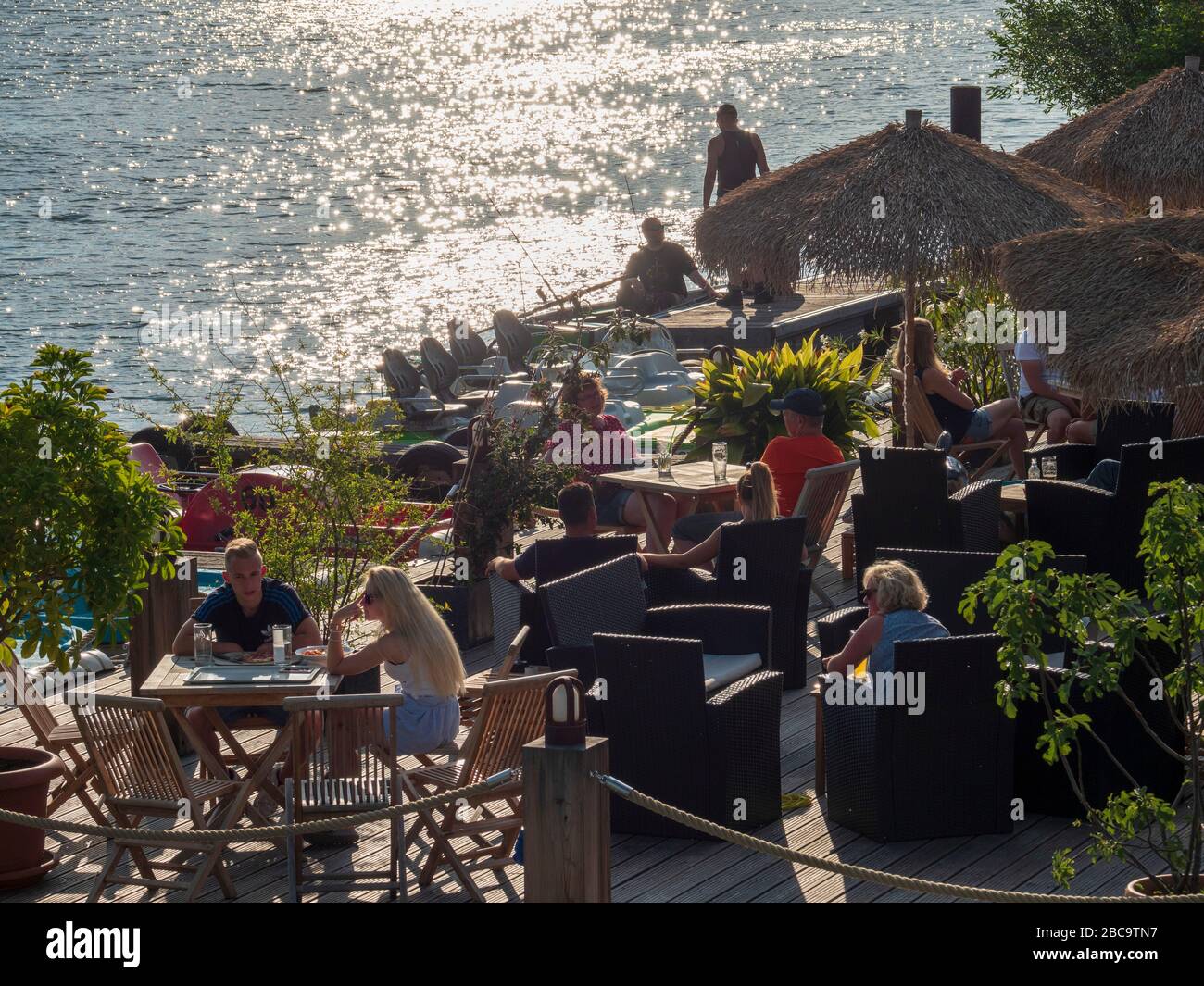 Brombachsee, Strandbar Seeklause, Franconia, Bayern, Deutschland Stockfoto Brombachsee, Strandbar Seeklause, Franconia, Bayern, Deutschland Stockfoto