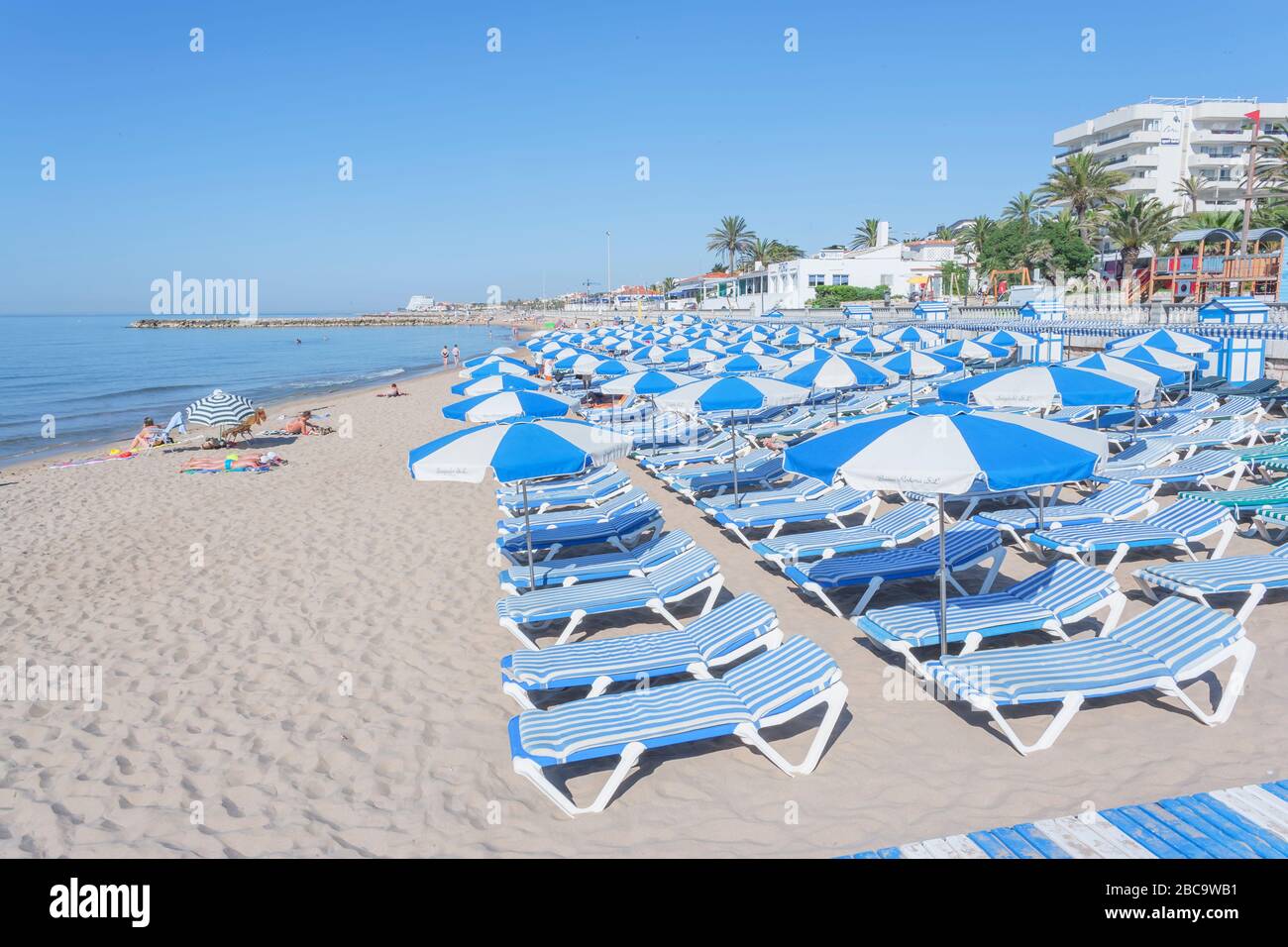 Sitges Strand, Sitges, Costa Dorada, Katalonien, Spanien Stockfoto