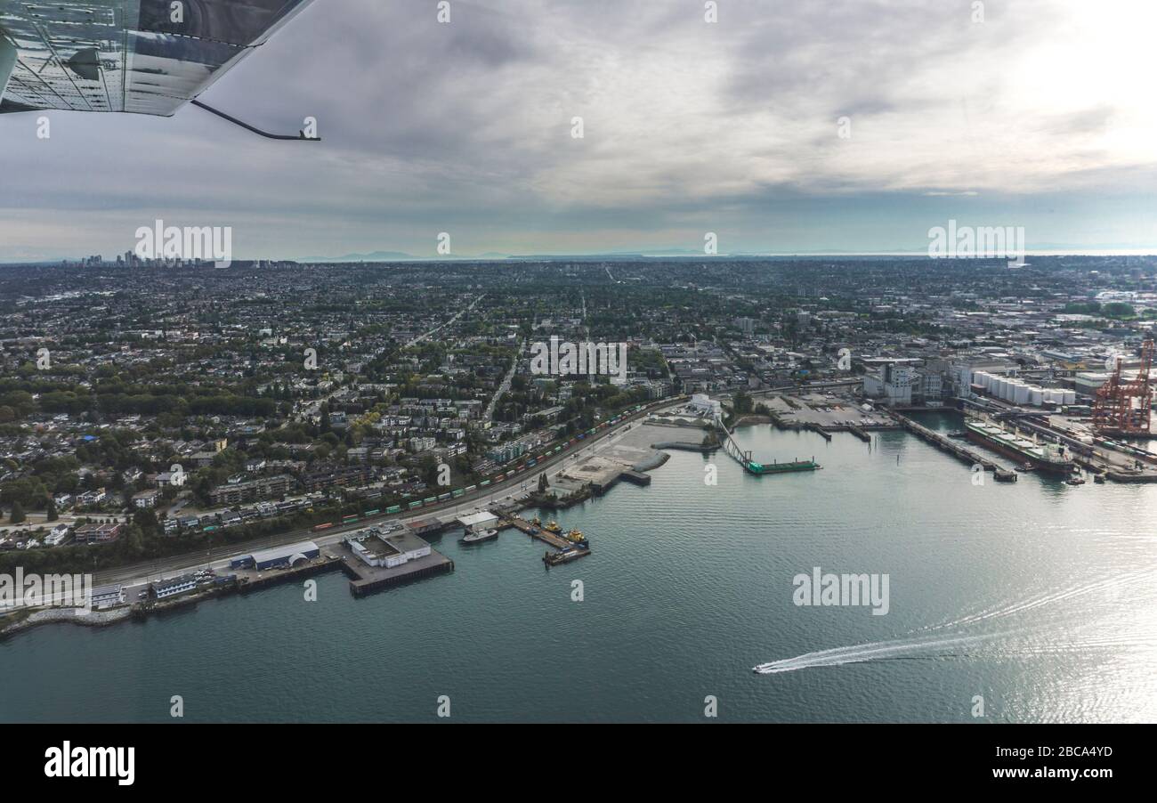 Schöne Stadt Vancouver vom Wasserflugzeug, Kanada British Columbia Stockfoto