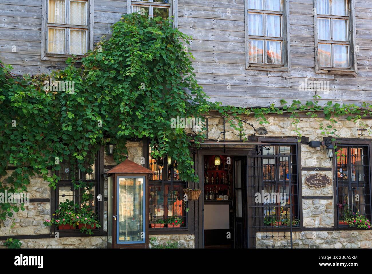 Café Soiree in der Altstadt, Nessebar, Bulgarien, Osteuropa Stockfoto