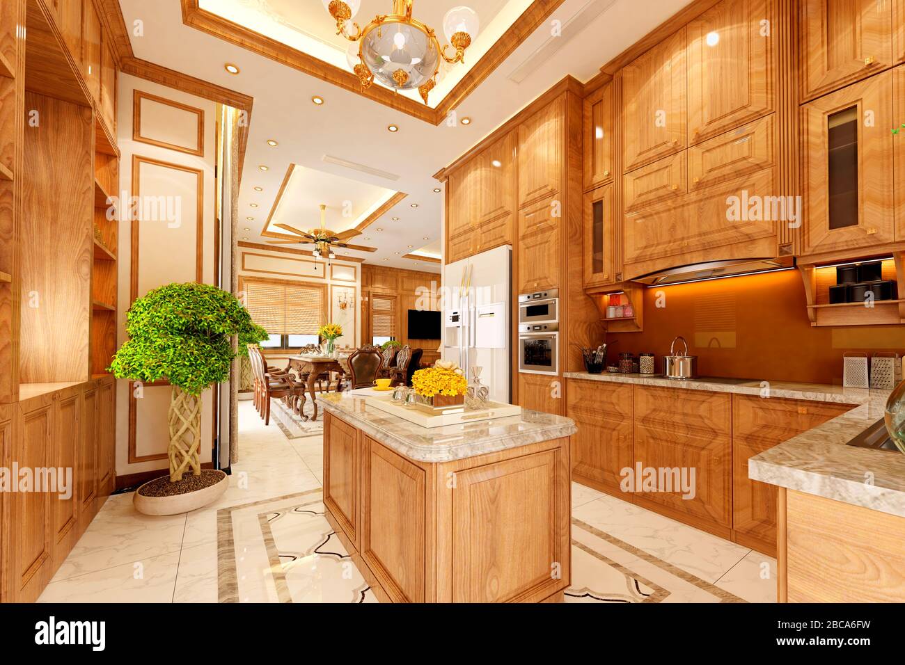 3D-Render von Neo Classic Home Interior Stockfoto