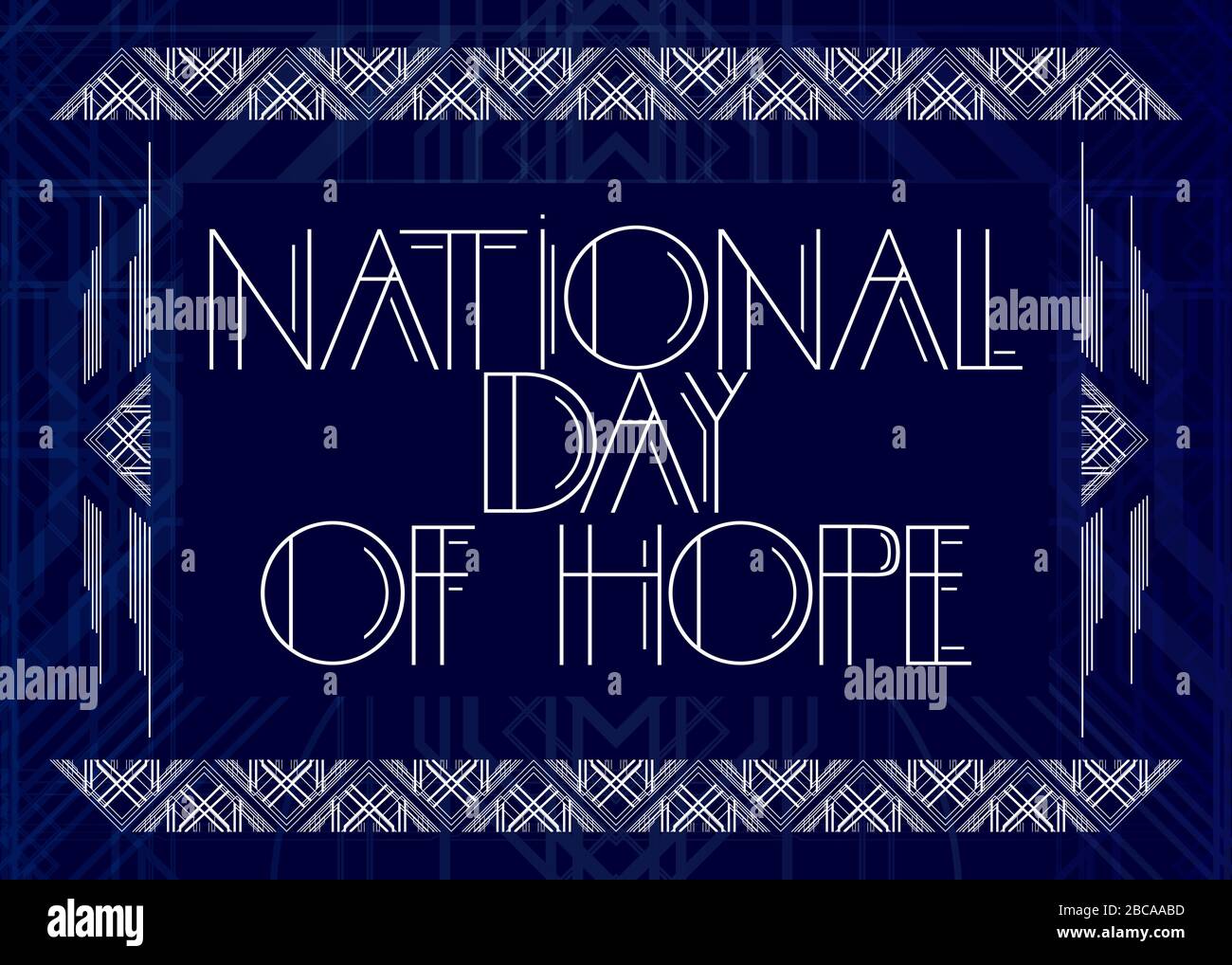 Art Deco National Day of Hope (3. April) Text. Dekorative Grußkarte, Schild mit Vintage-Buchstaben. Stock Vektor