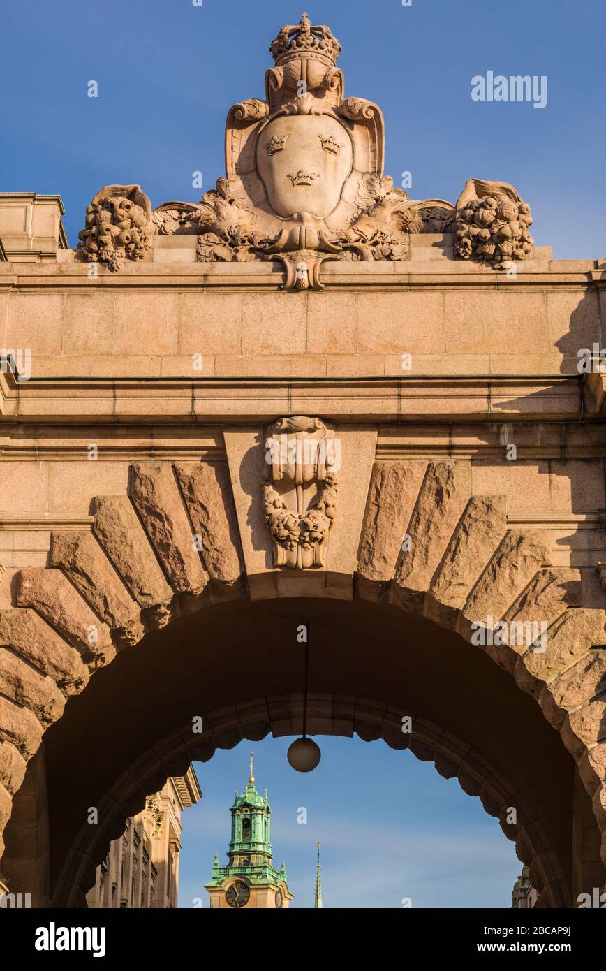 Schweden, Stockholm, Gamla Stan, Altstadt, Parlament, Parlamentsbogen Stockfoto