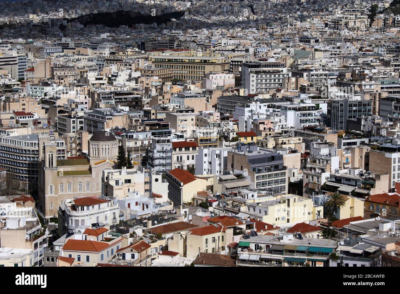 Athen, Griechenland, Teilansicht der Stadt vom Akropolis-Hügel Stockfoto
