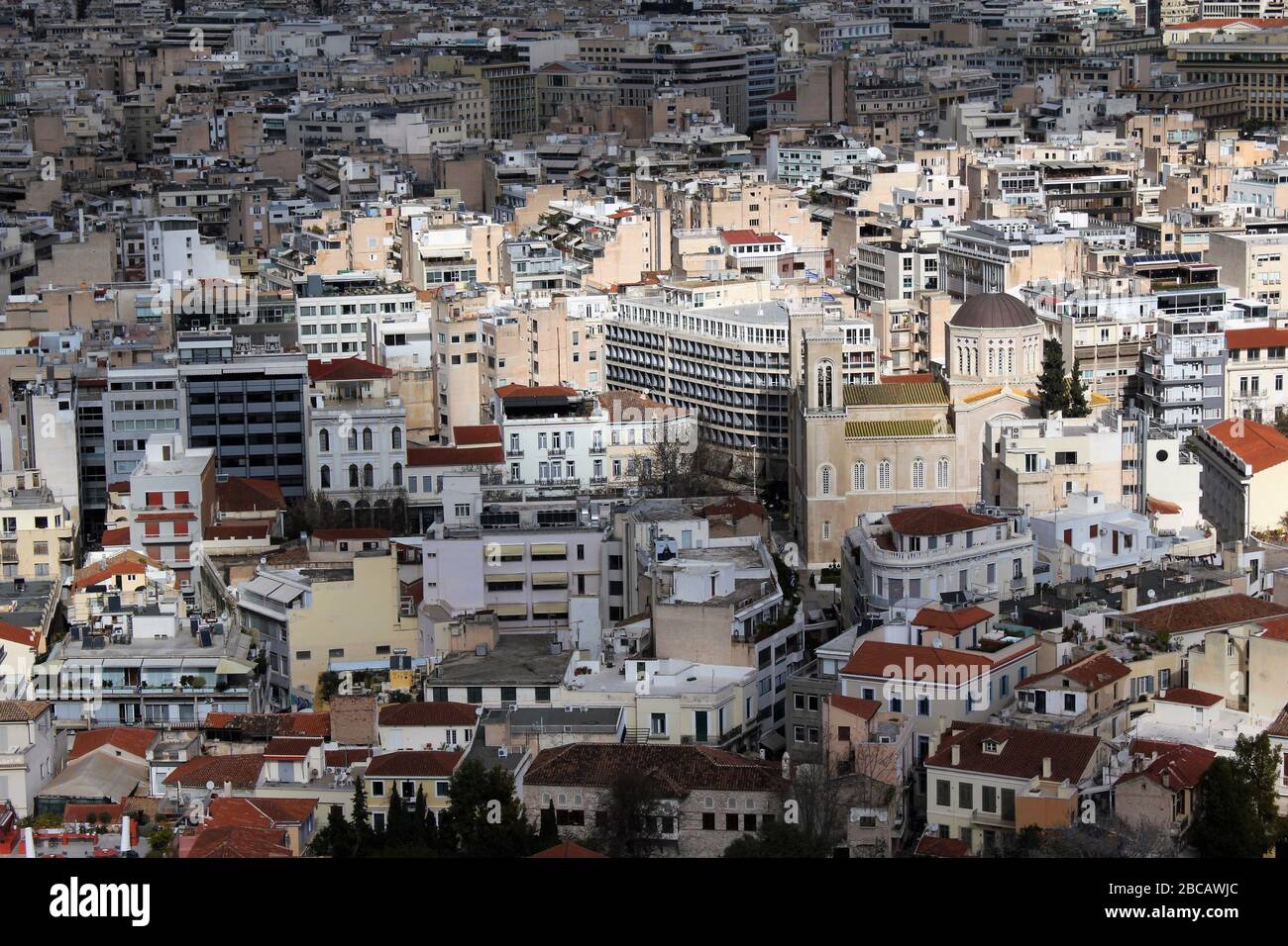 Athen, Griechenland, Teilansicht der Stadt vom Akropolis-Hügel Stockfoto