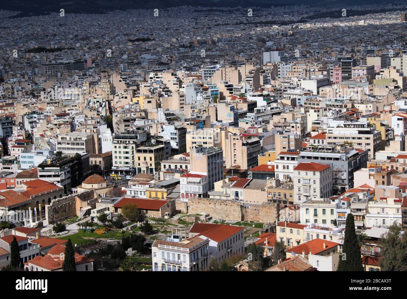 Athen, Griechenland, Teilansicht der Stadt vom Akropolis-Hügel Stockfoto