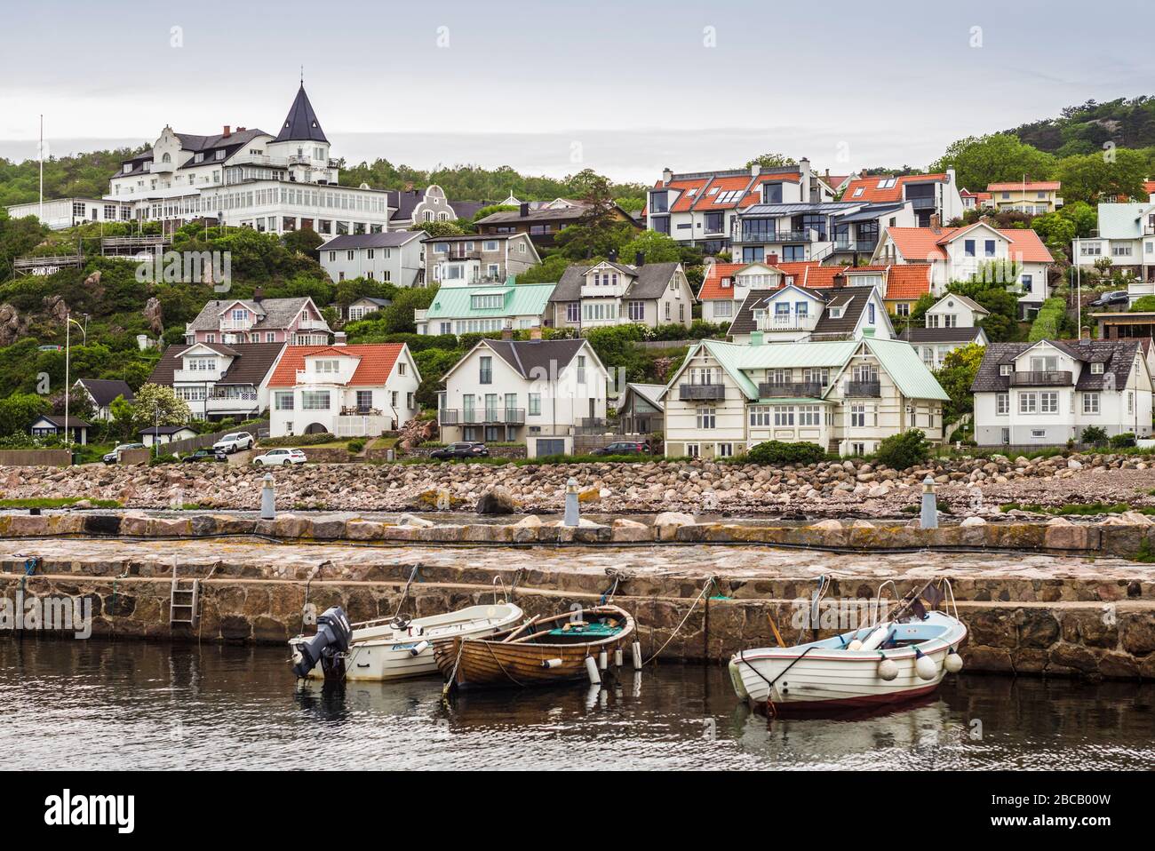 Schweden, Scania, Molle, Blick auf die Stadt vom Hafen Stockfoto