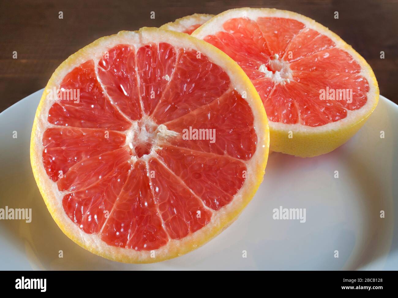 Nahaufnahme oder Makrofotografie von Grapefruitscheiben Stockfoto