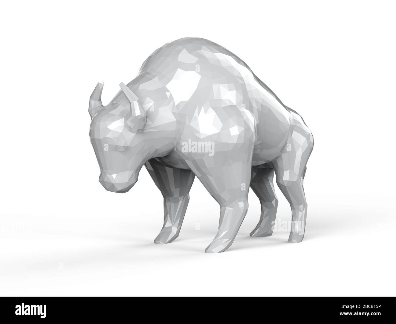 3D-Rendering mit polygonalem Stier auf weißem Hintergrund Stockfoto