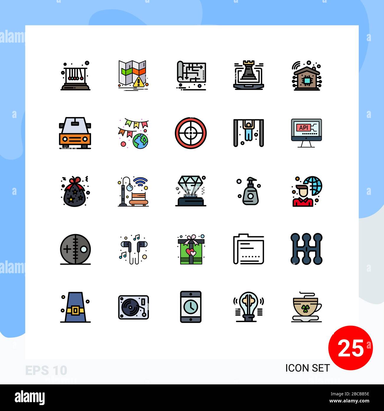25 kreative Symbole Moderne Zeichen und Symbole von intelligenten, Laptop-, Heim-, Fort- und Schloss-editierbaren Vektor-Designelementen Stock Vektor