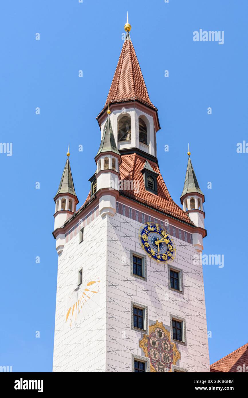 Turm des alten Rathauses, München, Deutschland Stockfoto