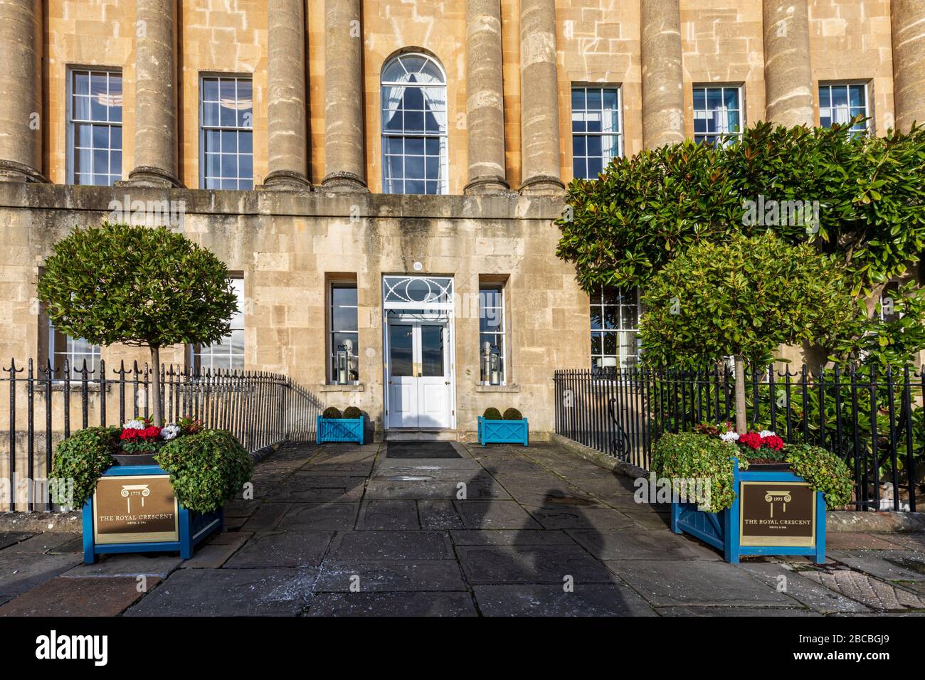 Eintritt zum Royal Crescent Hotel & Spa, Bath, Somerset, Großbritannien Stockfoto